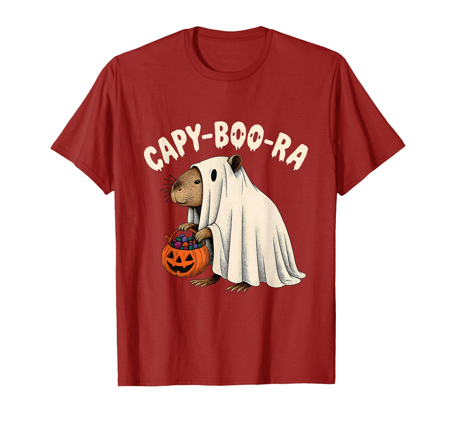 Capy-Boo-ra Funny Capybara Ghost Halloween Costume Art T-Shirt