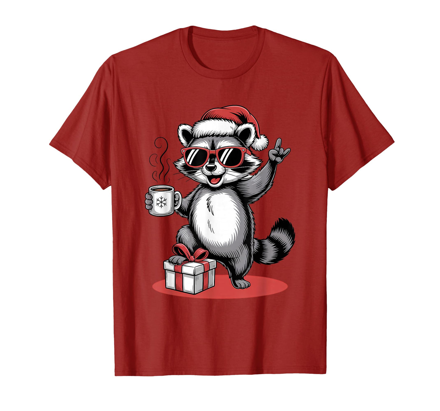 Cute Raccoon Rock Christmas Funny Racoon T-Shirt