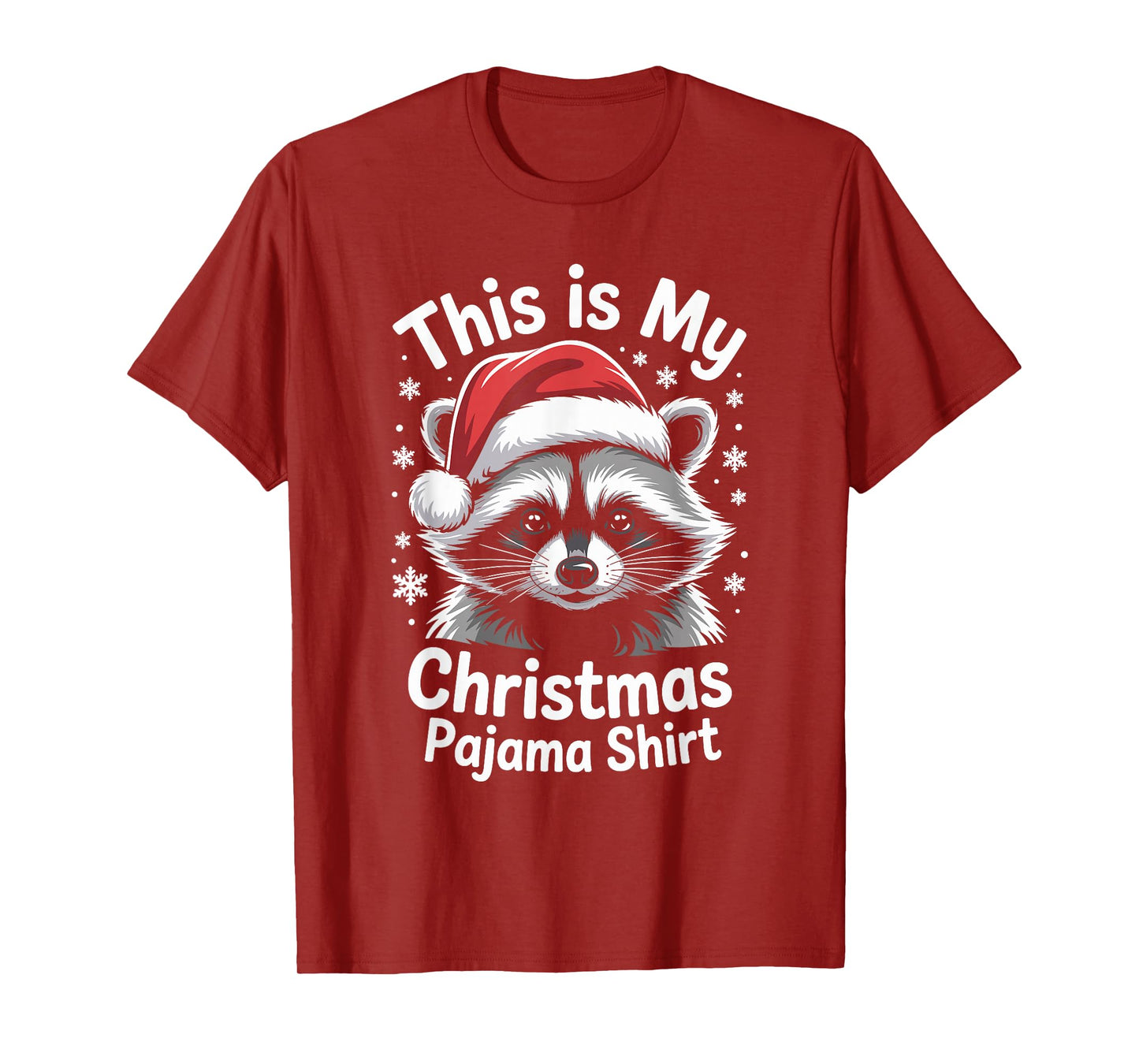 Raccoon Santa Hat Christmas Pajama Funny Xmas T-Shirt