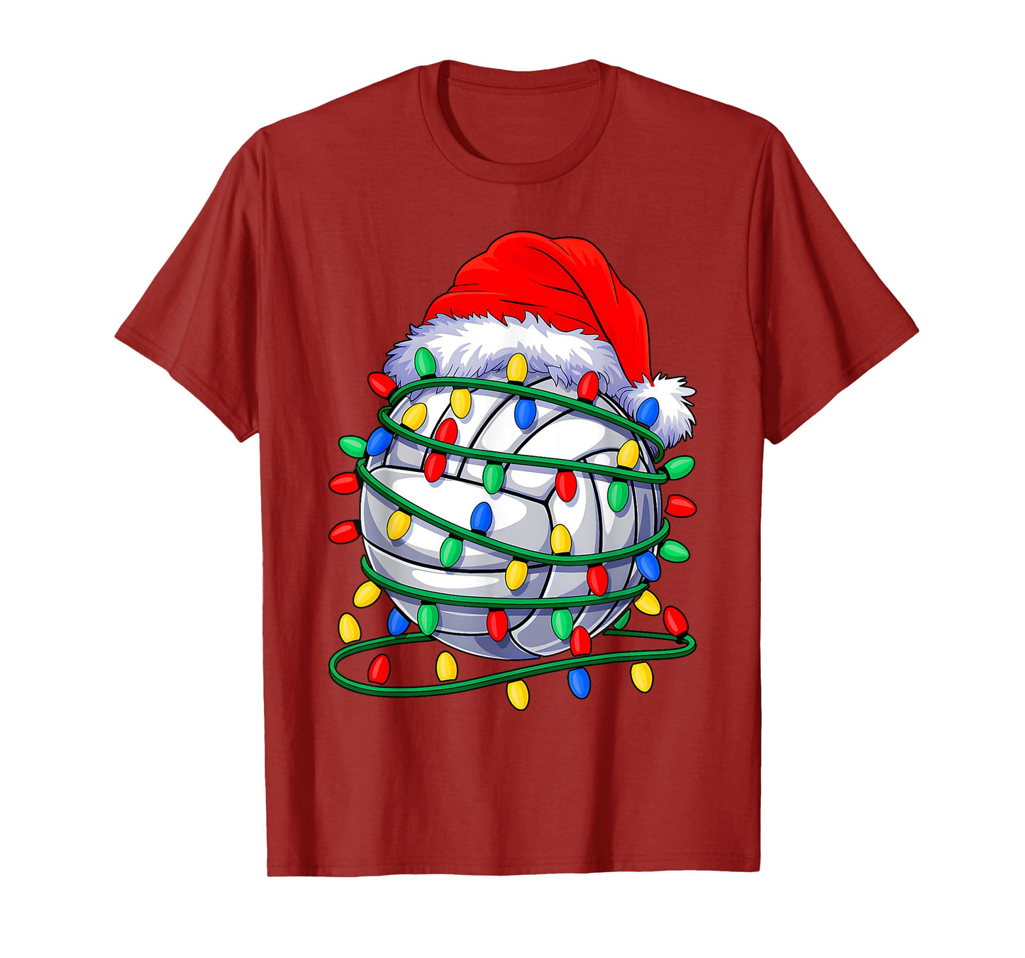 Volleyball Ball Santa Hat Christmas Volleyball Xmas Lights T-Shirt