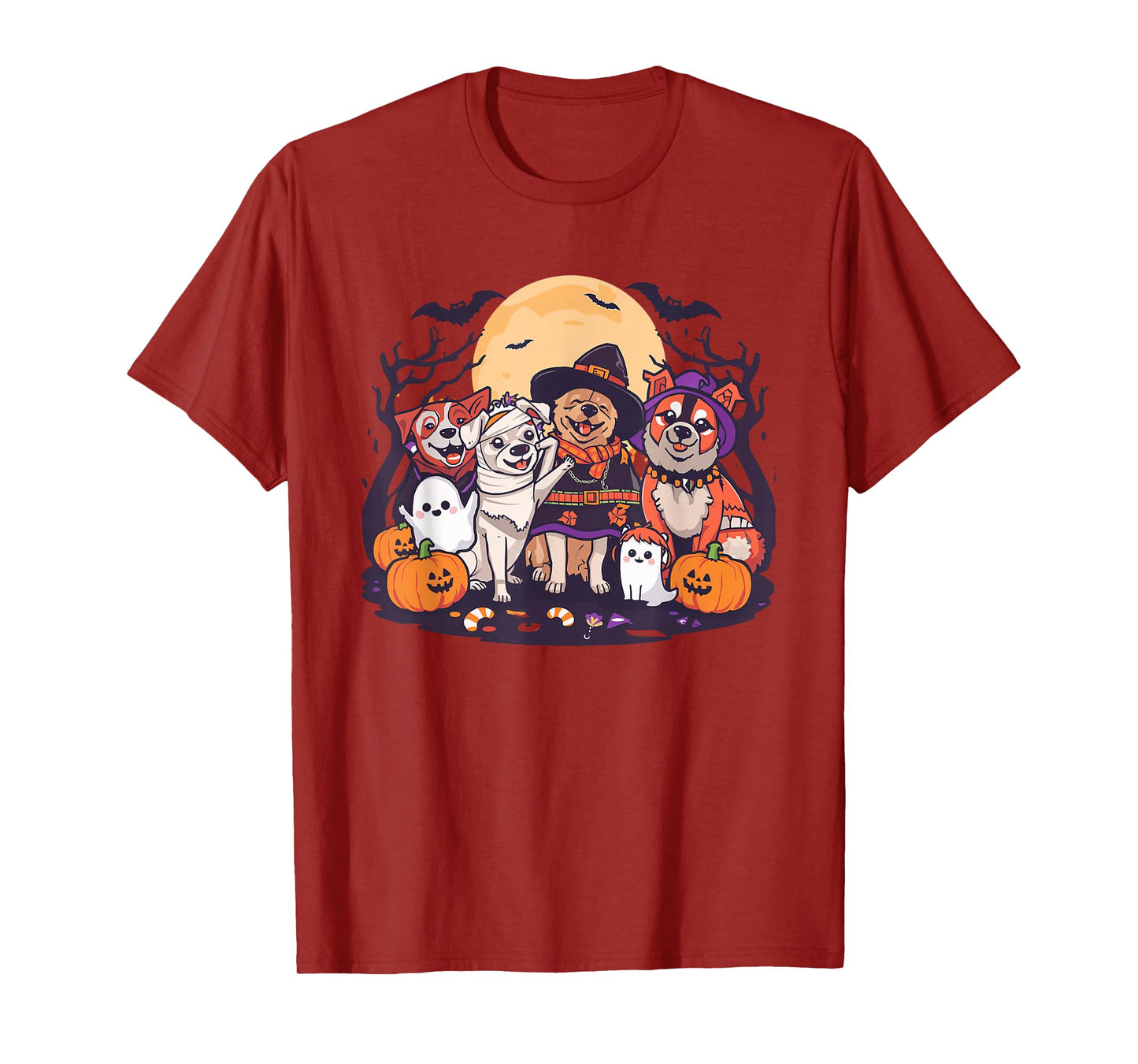Cute Mummy Witch Ghost Halloween Dog Costume Men Women Kids T-Shirt