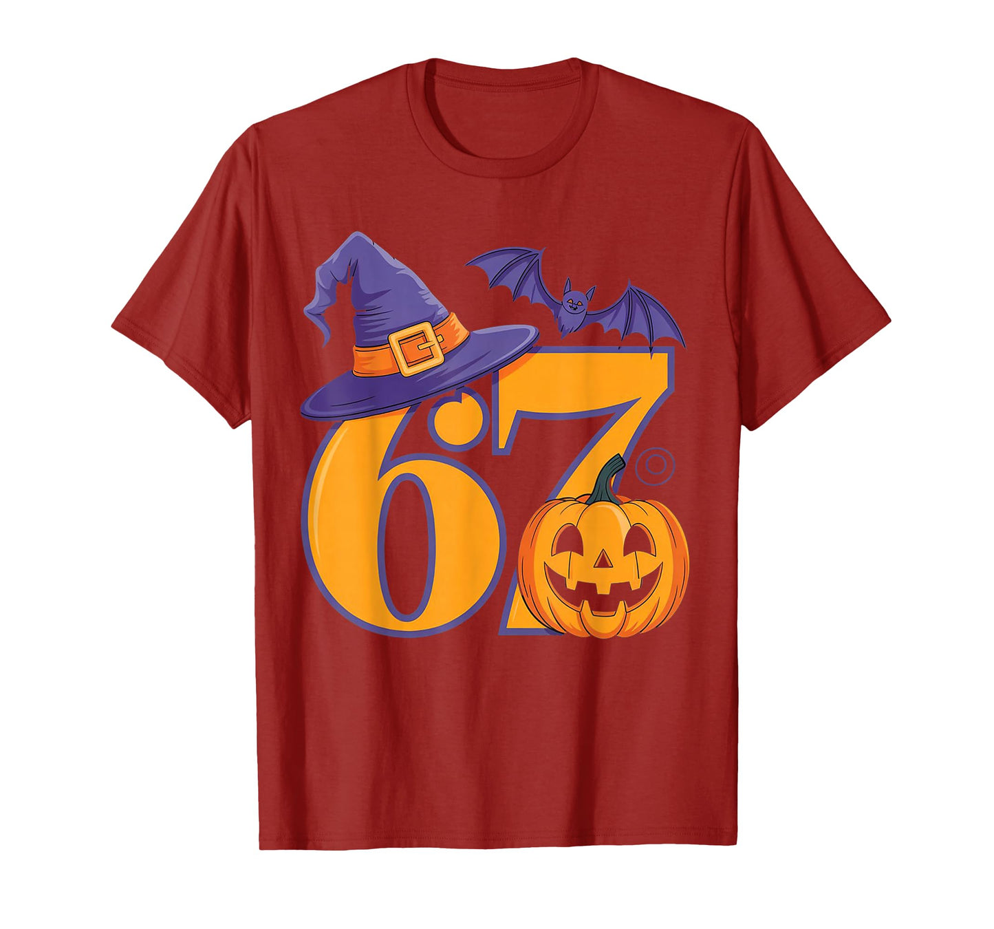 Halloween Number Six Seven 6 7 Bats Pumpkin Witch Hat T-Shirt
