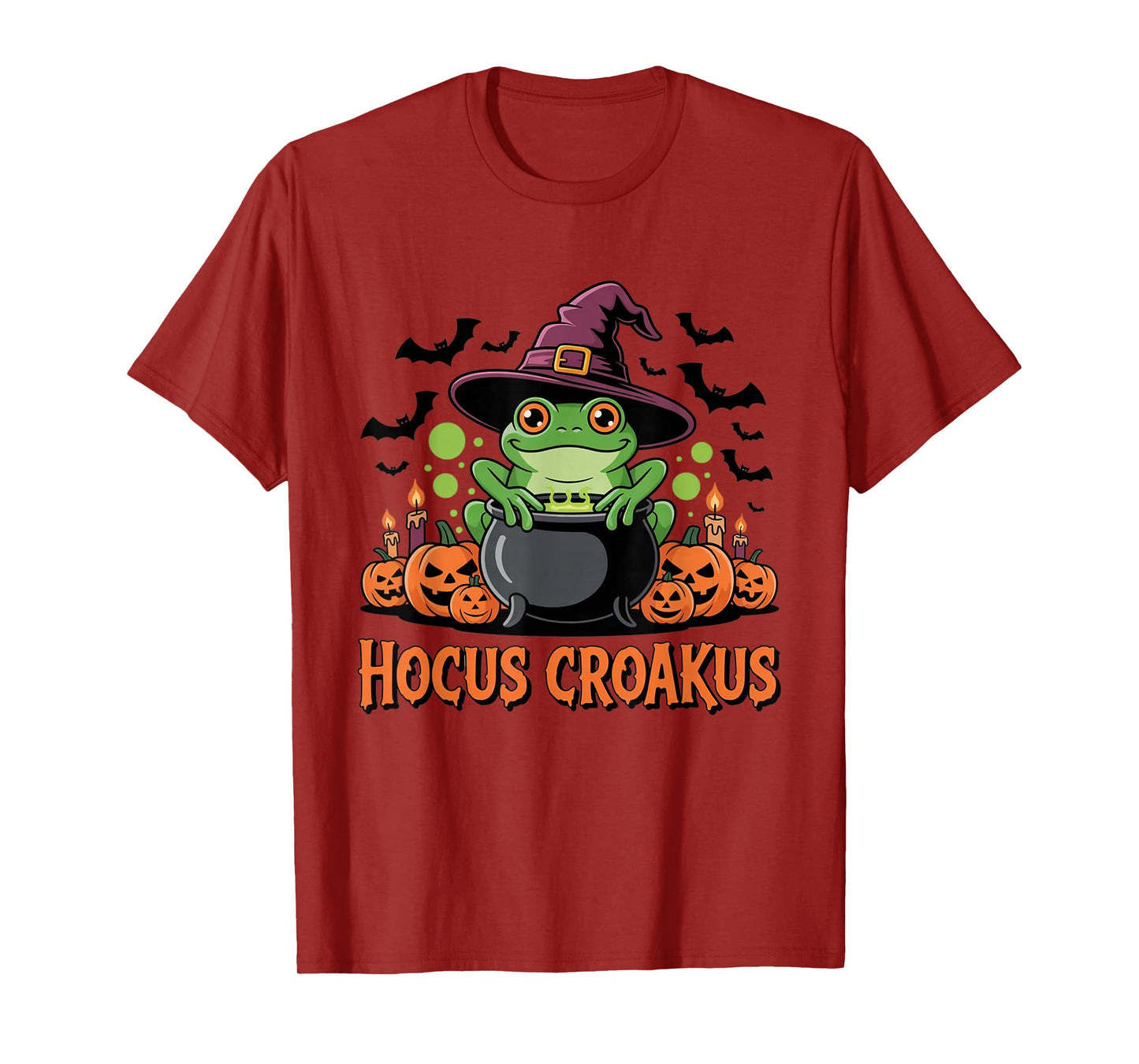 Hocus Croakus Witch Frog Funny Halloween Cauldron Pumpkin T-Shirt