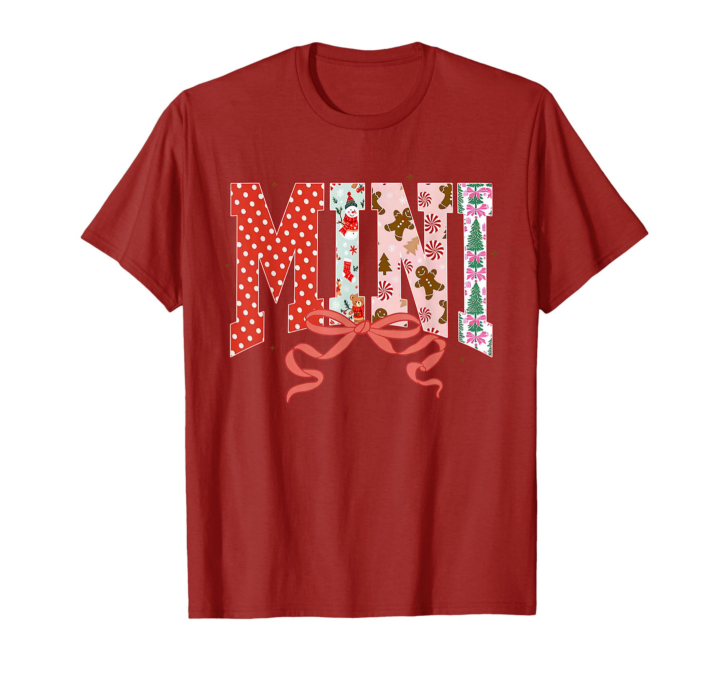Mini Cute Pink Coquette Bow Christmas Matching Family Xmas T-Shirt
