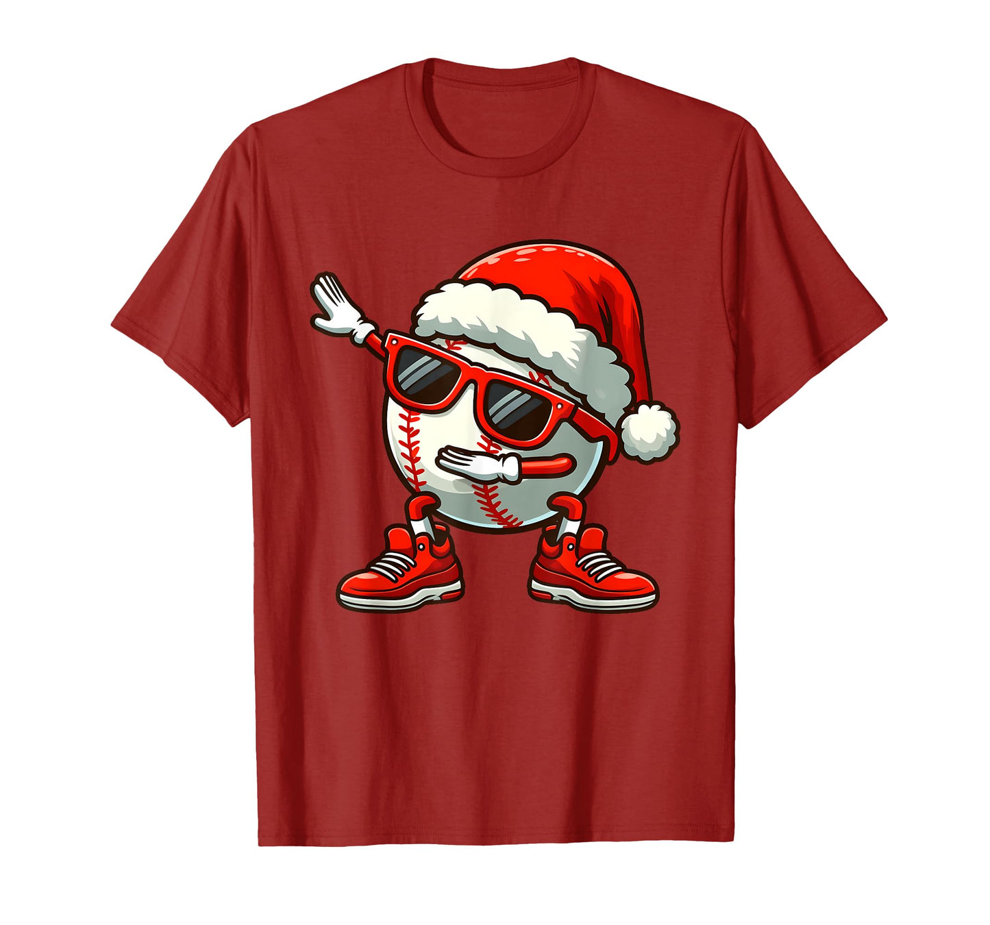Funny Baseball Ball Santa Hat Dabbing Xmas Pajamas Players T-Shirt