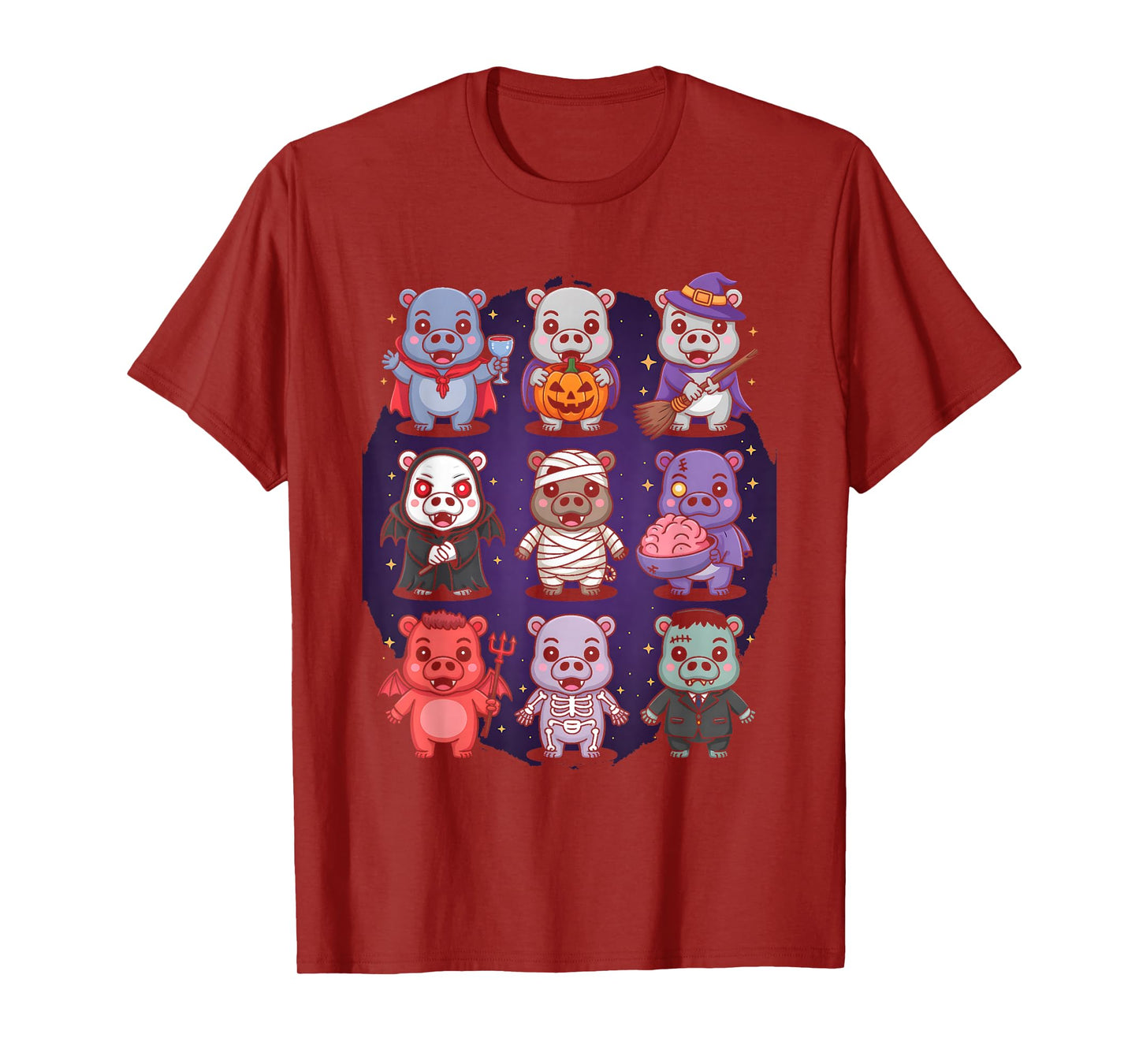 Hippo Ghost Witch Zombie Halloween Costume T-Shirt