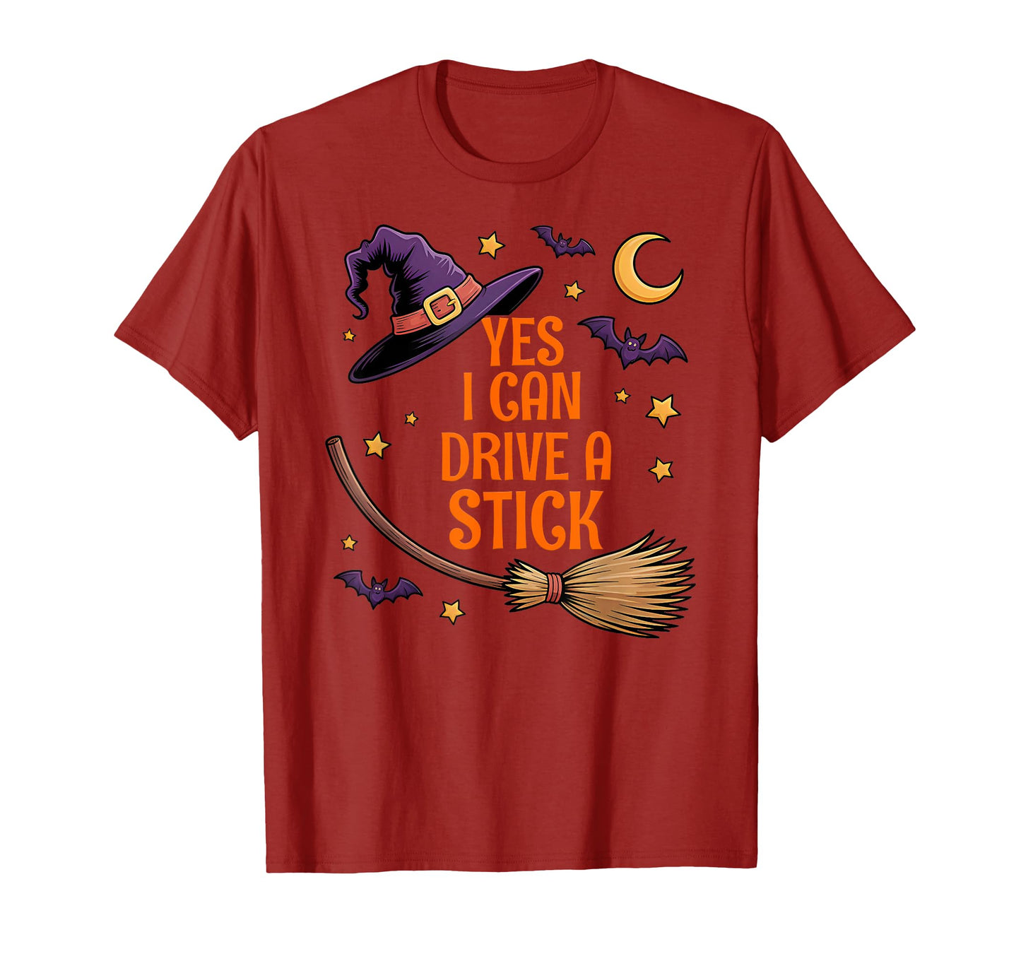 Yes I Can Drive A Stick Funny Halloween Witch T-Shirt