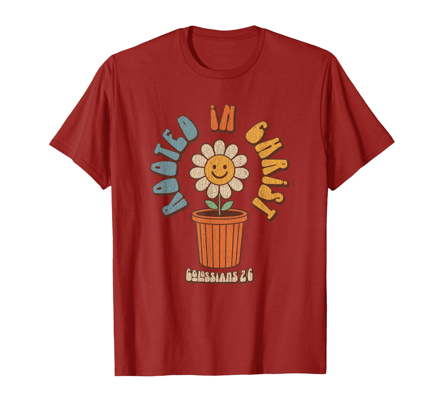 Vintage Retro Christian Rooted In Christ Col 2:6 Bible Verse T-Shirt