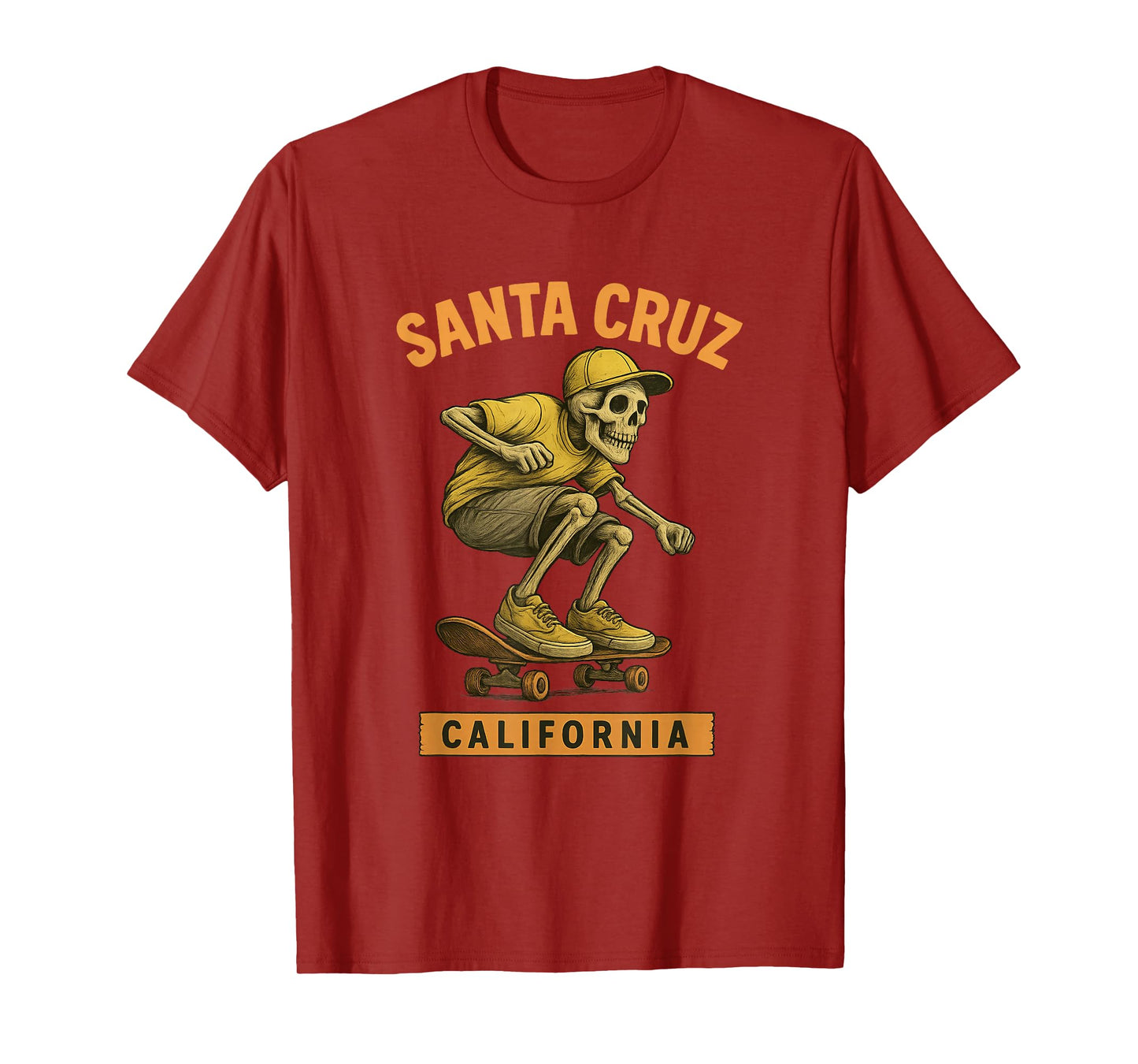Santa Cruz Skater California Skeleton Vintage Skateboarder T-Shirt