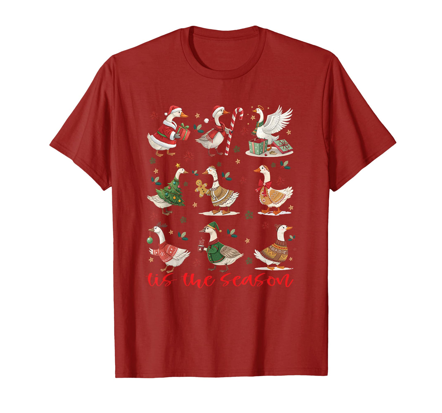Retro Santa Goose Cute Merry Christmas Tis The Season T-Shirt