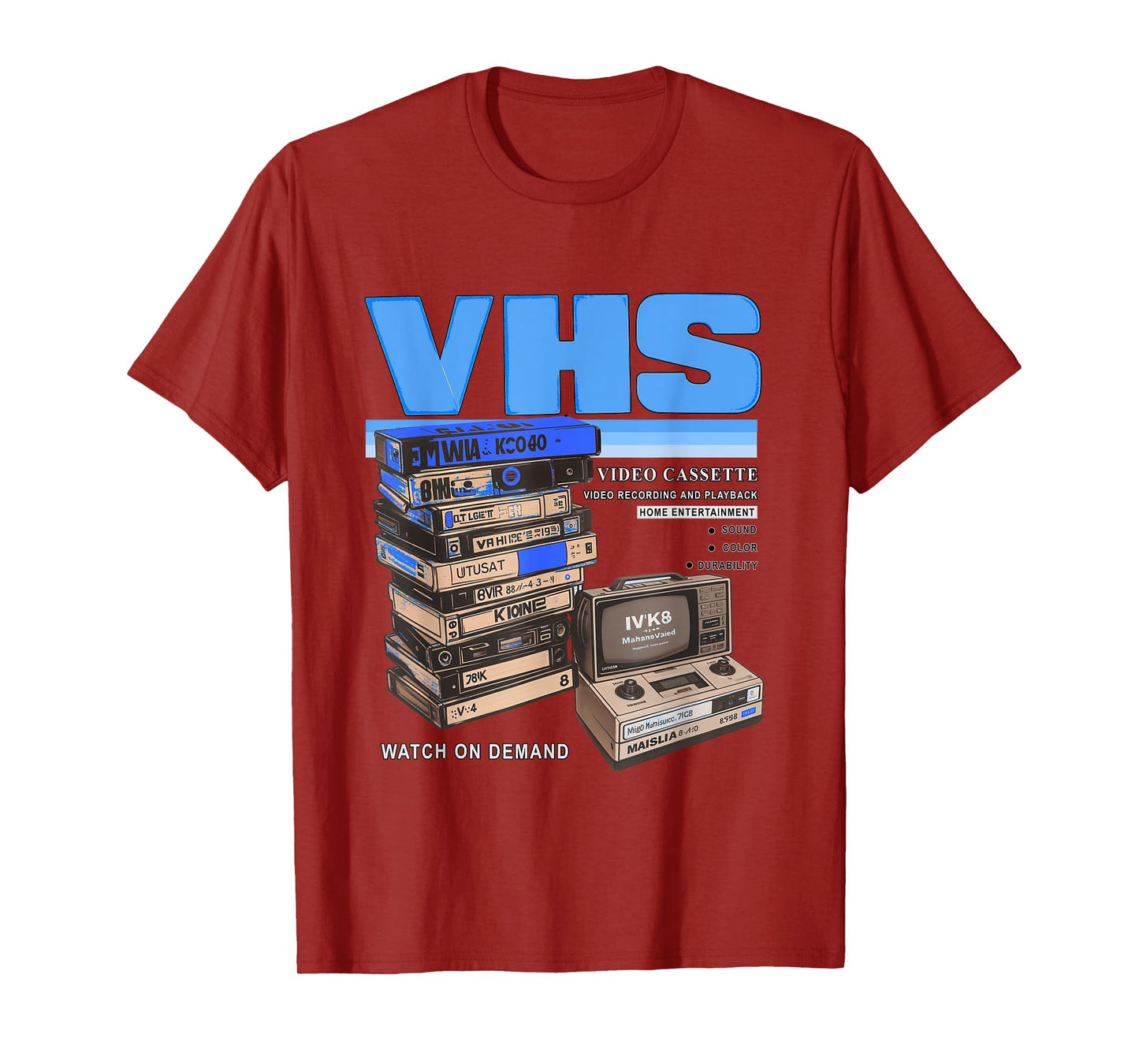 Blue VHS and Chill Blue Color Graphic T-Shirt