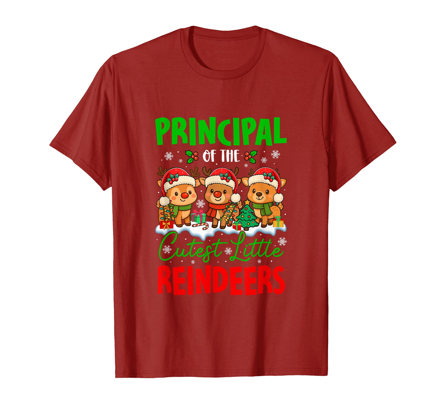Principal of Cutest Reindeers Xmas Three Santa Reindeers T-Shirt