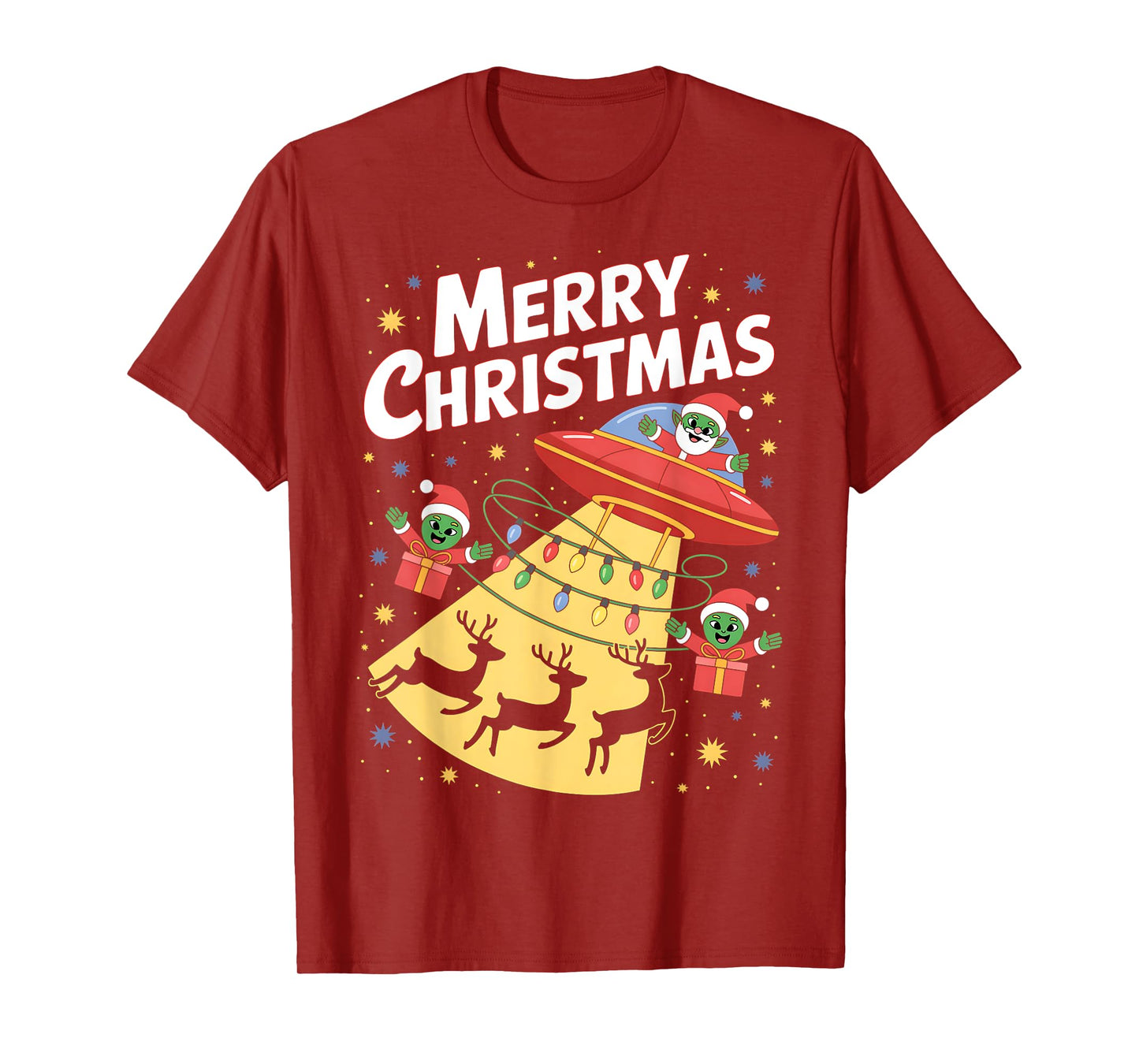 Funny Alien Trio Merry Ugly Christmas Santa Hat Gifts Xmas T-Shirt