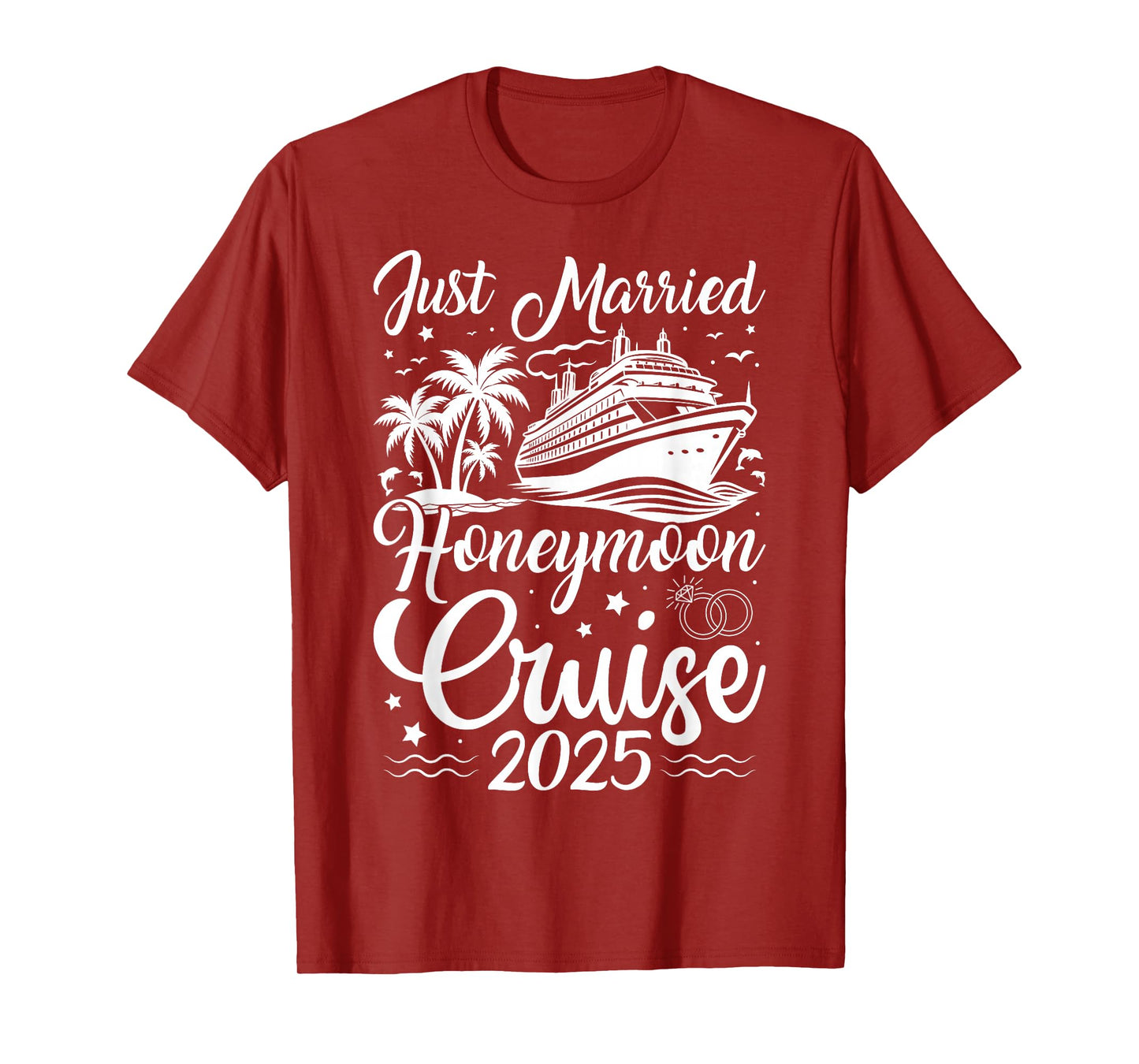 First Family Cruise for Married Couples 2025 Tee - Unisex Adults - Black - Small - Short Sleeve - T-Shirt - Honeymoon Cruise Theme - Newlyweds, Couples, Honeymooners, Cruisers