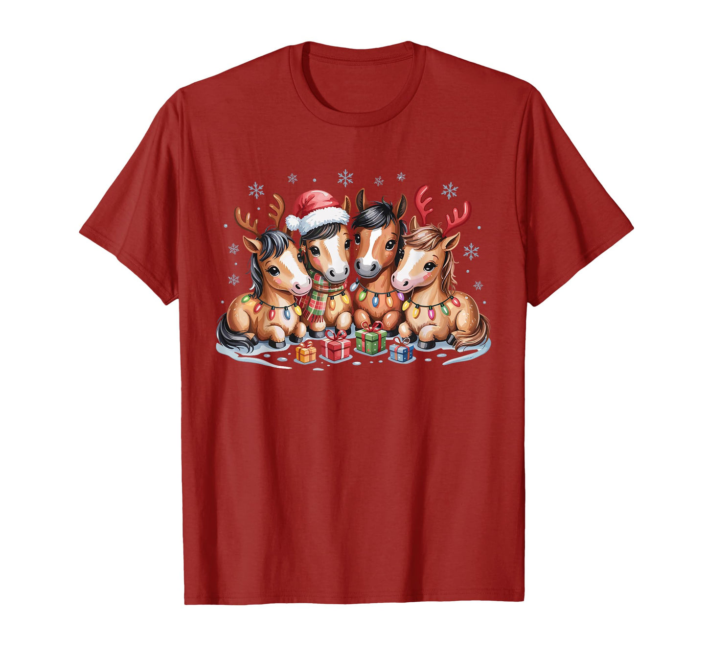 Horse Christmas Cute Farm Animal Funny Holiday Pajamas T-Shirt