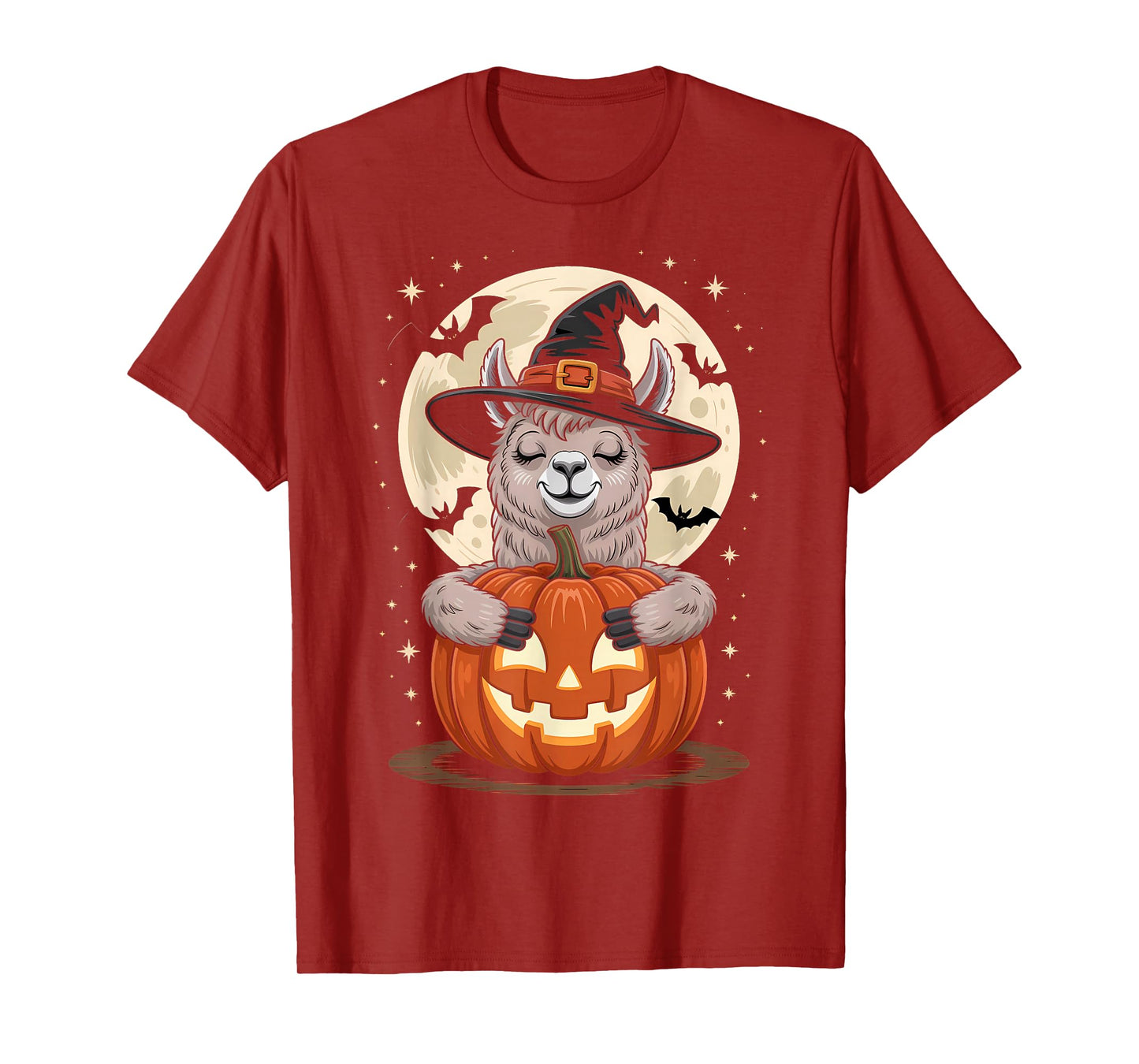 Halloween Llama Witch Hat Pumpkin Spooky T-Shirt