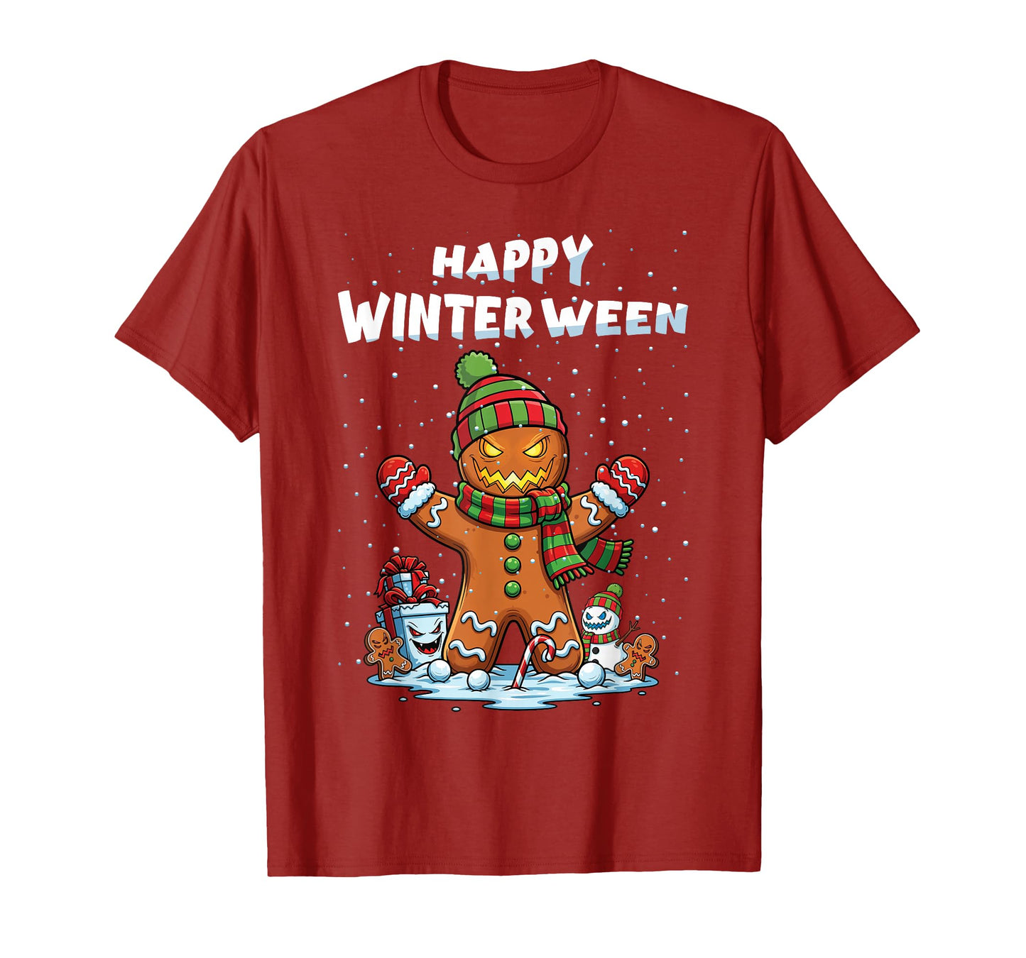 Happy Winterween Winter Halloween Christmas Creepy Snow Man T-Shirt