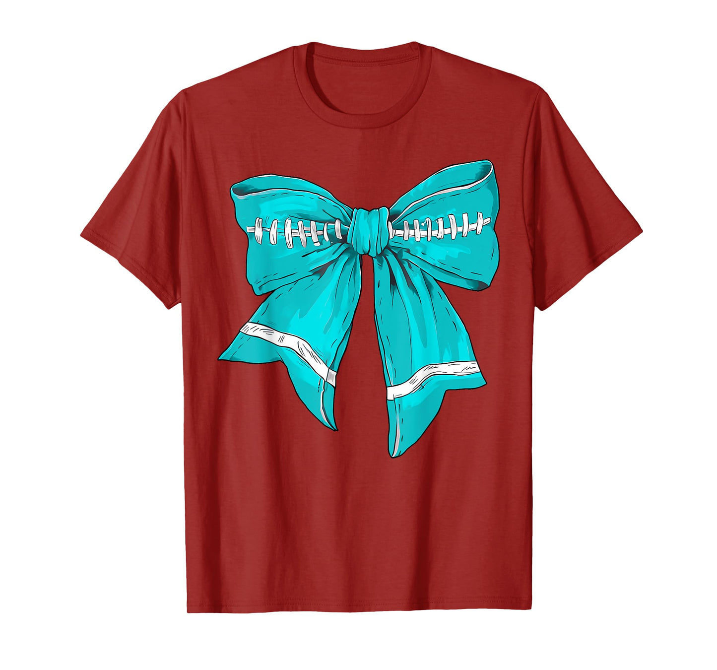 Football Game Day Teal Ribbon Cervical Cancer Awareness T-Shirt
