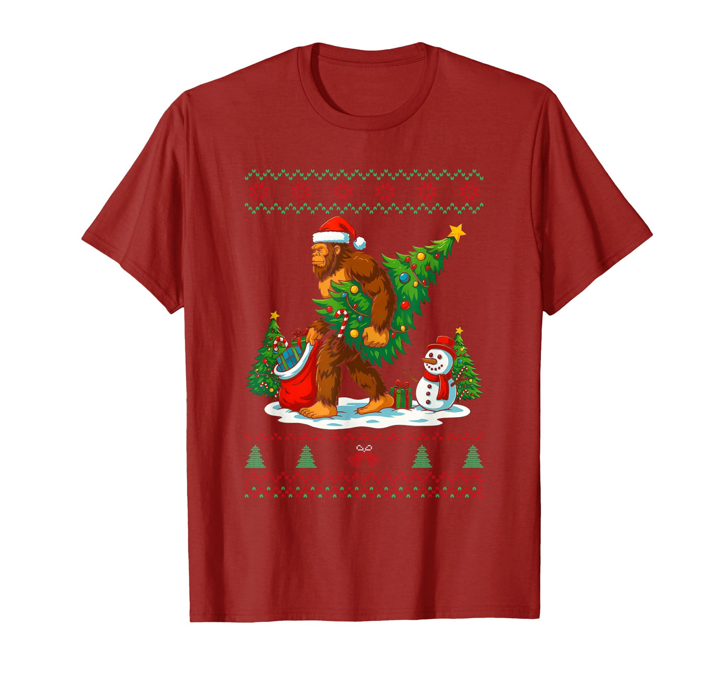 Most Wonderful Christmas Bigfoot Christmas Tree Lights Xmas T-Shirt