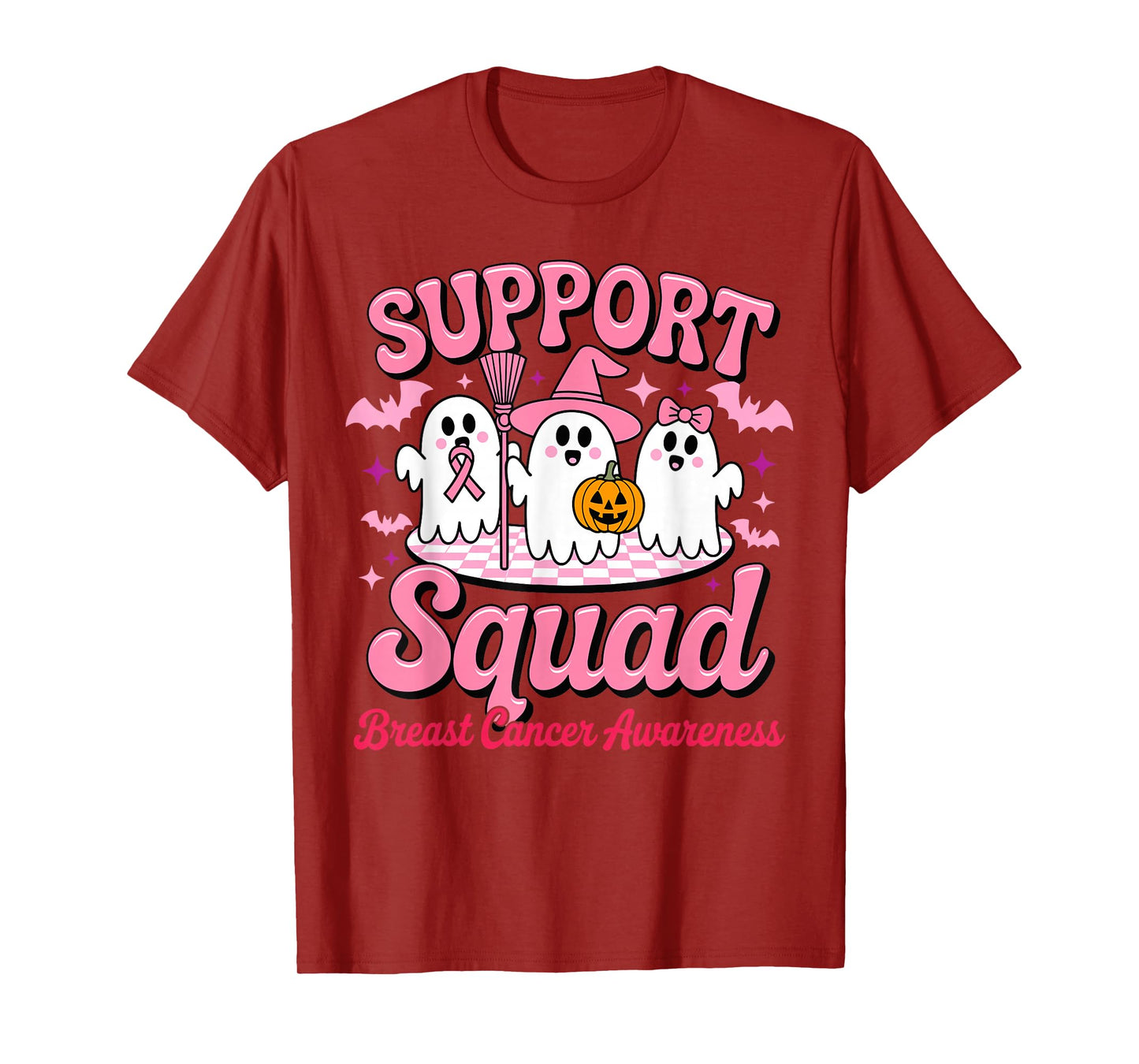 Support Squad Breast Cancer Awareness Ghost Halloween T-Shirt