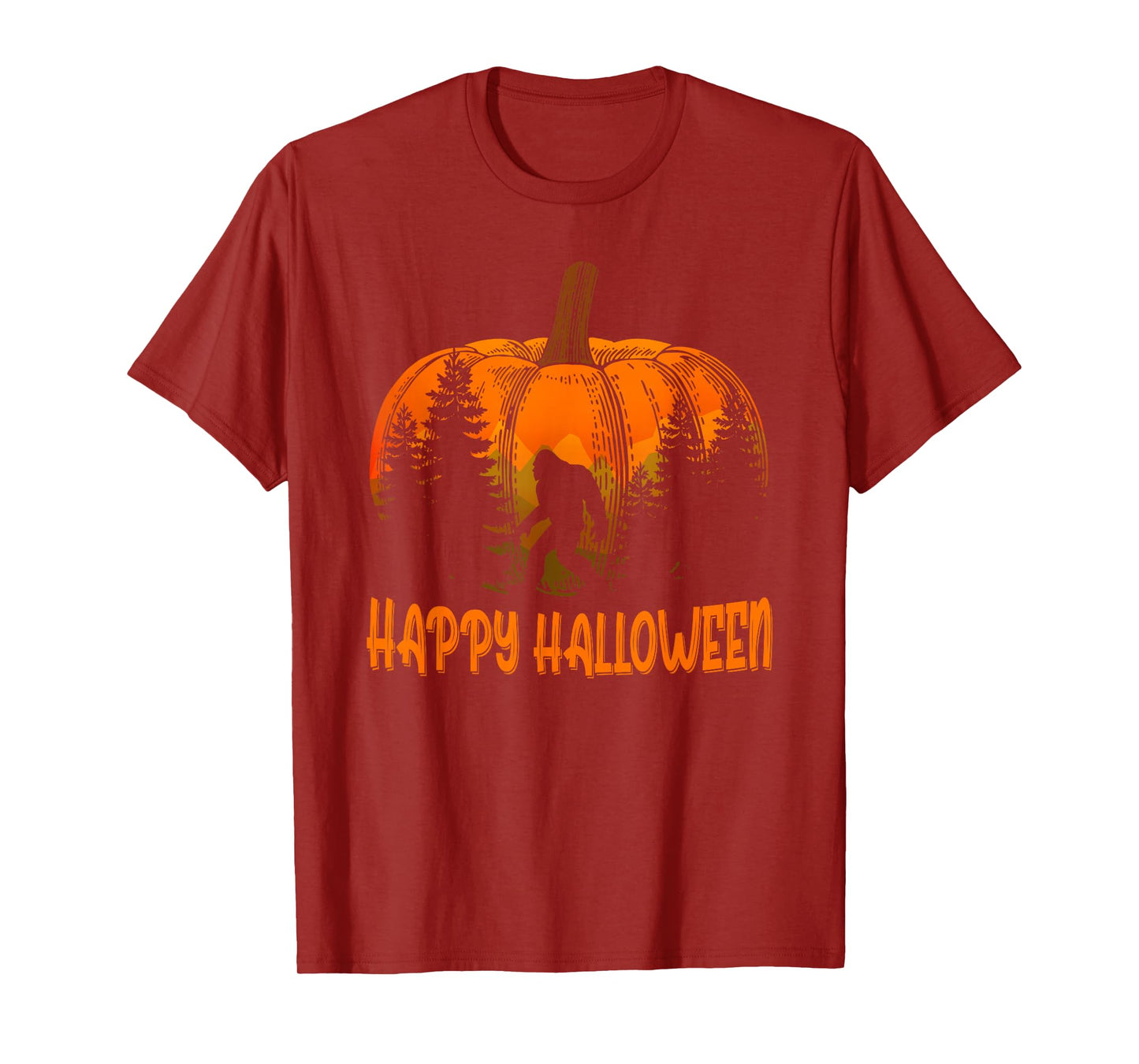 Vintage Bigfoot Pumpkin Halloween Funny Sasquatch Bigfoot T-Shirt