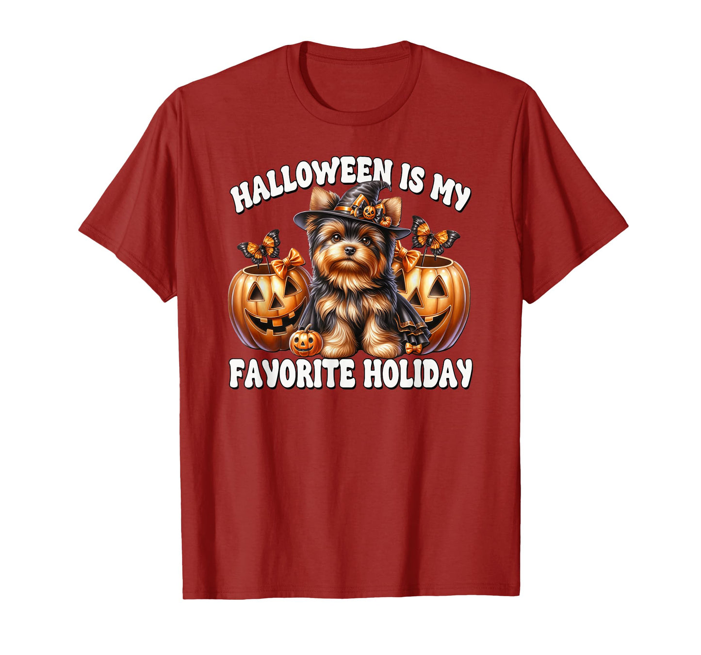 Halloween is My Favorite Holiday Graphic for Yorkie Mom T-Shirt