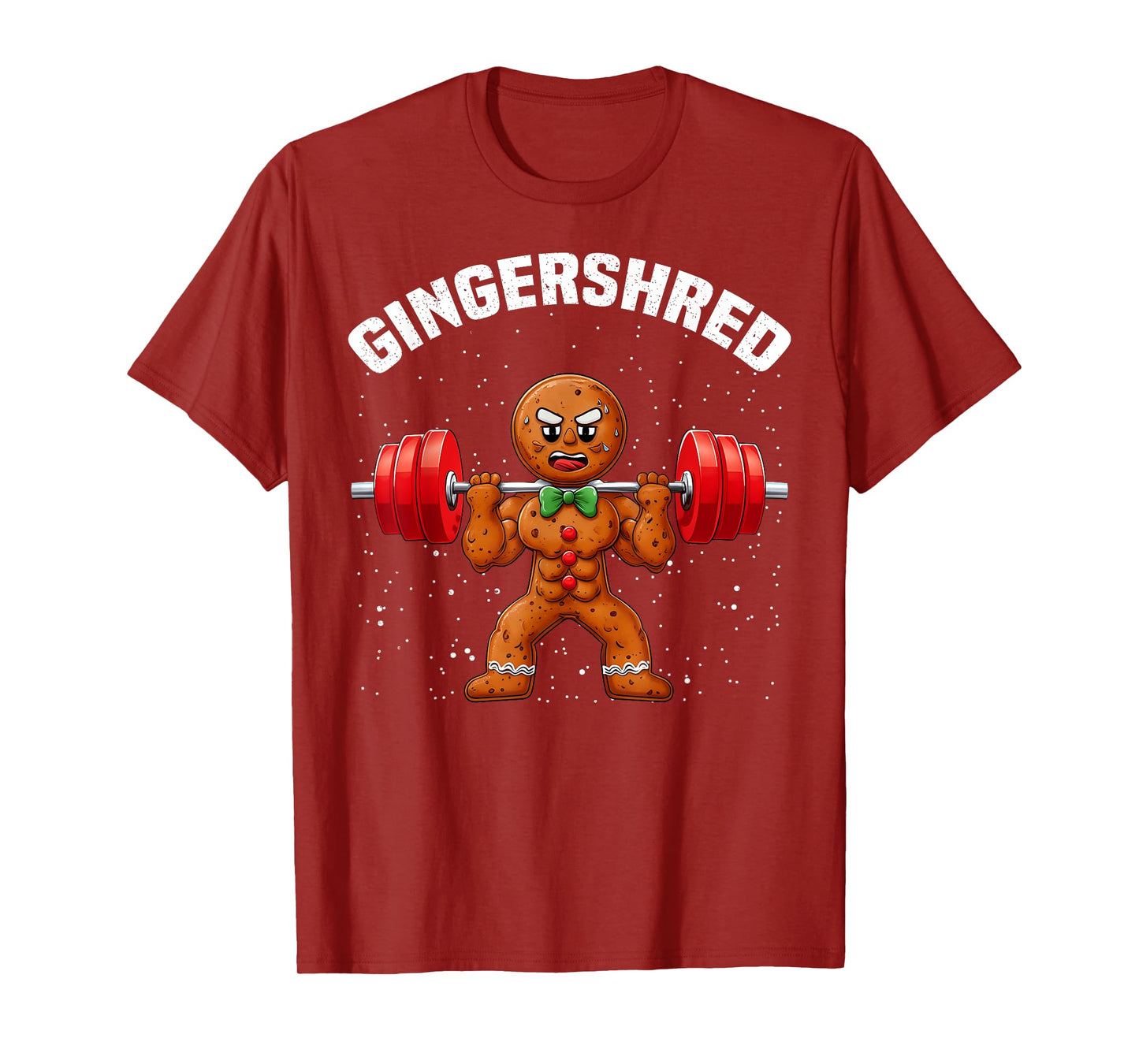 Gingershred Funny Gingerbread Man Gym Bodybuilding Christmas T-Shirt
