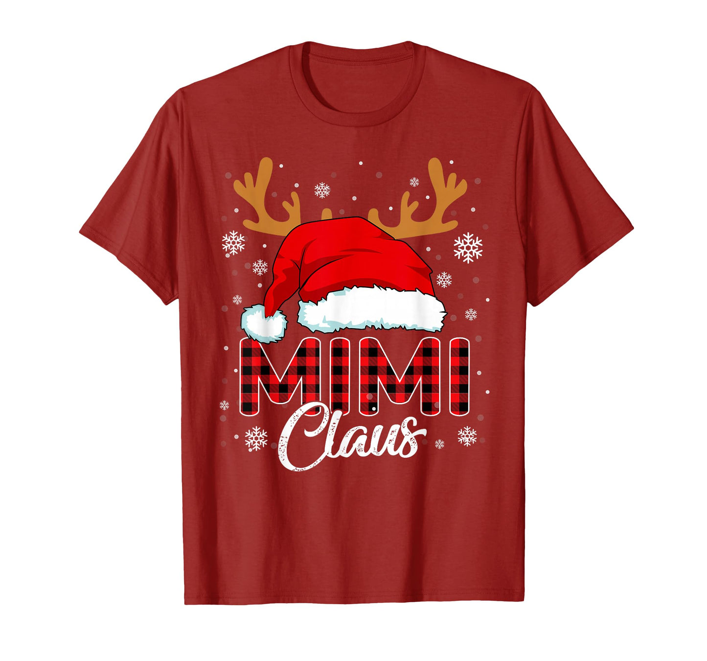 Mimi Claus Santa Hat Christmas Red Plaid Matching Family T-Shirt