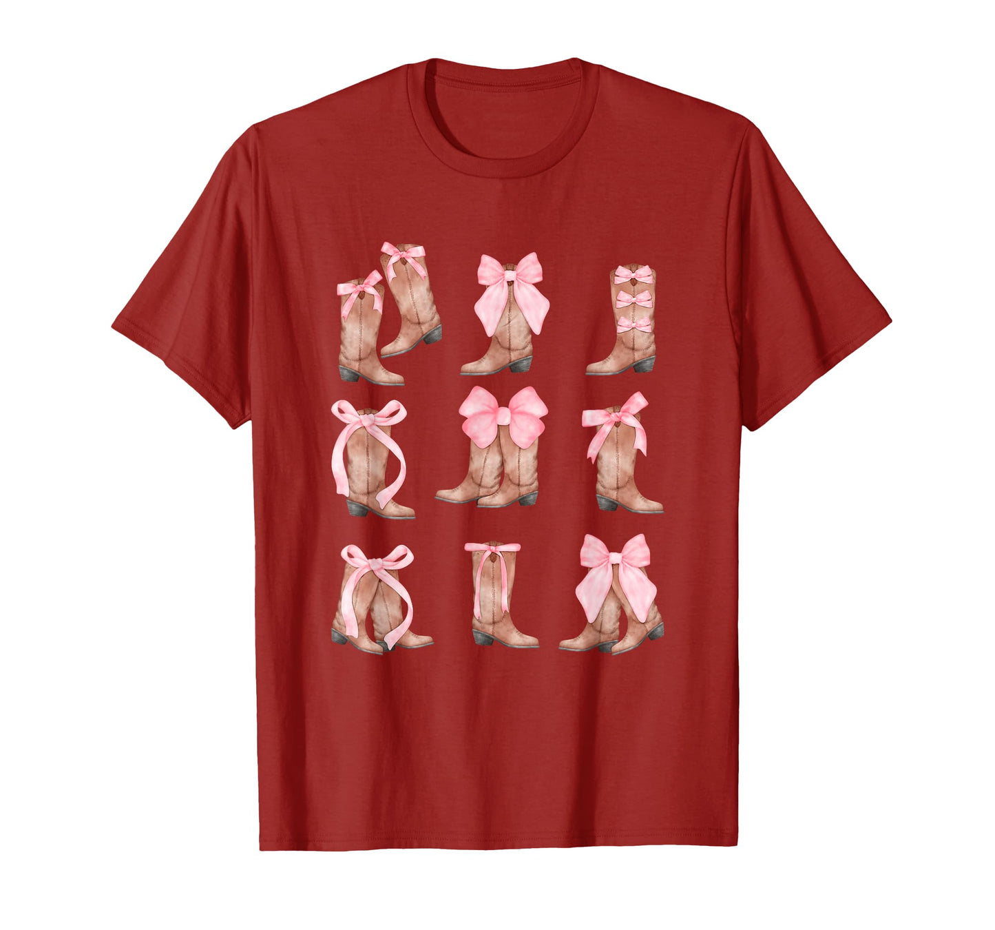 Cowgirl Boots Coquette Aesthetic and Pink Bows T-Shirt