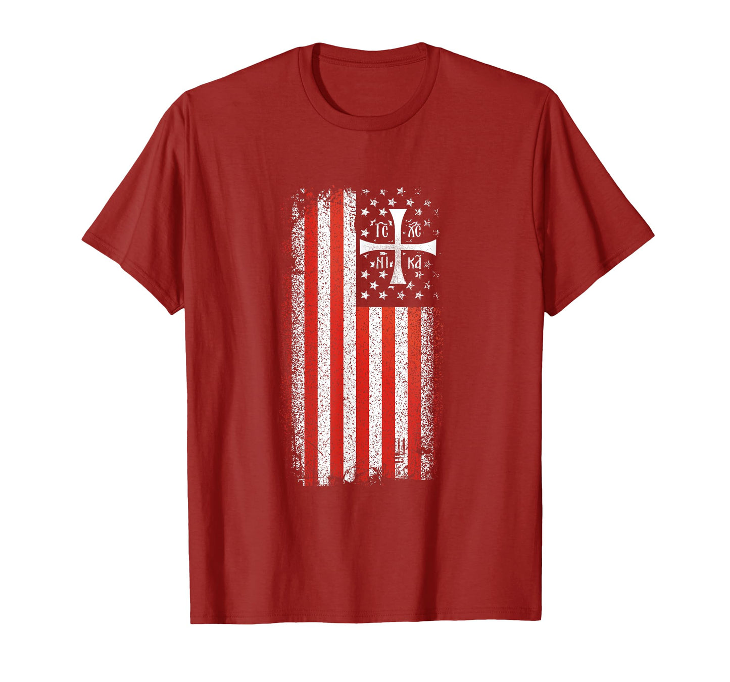 IC XC NIKA Orthodox Christian American Flag Vintage T-Shirt