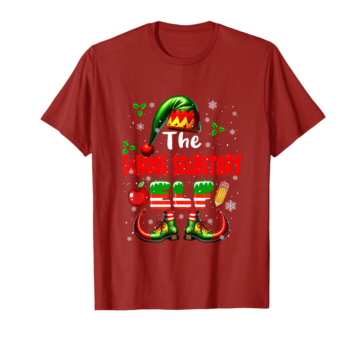 The School Secretary Elf Christmas Job Team Matching Parties T-Shirt