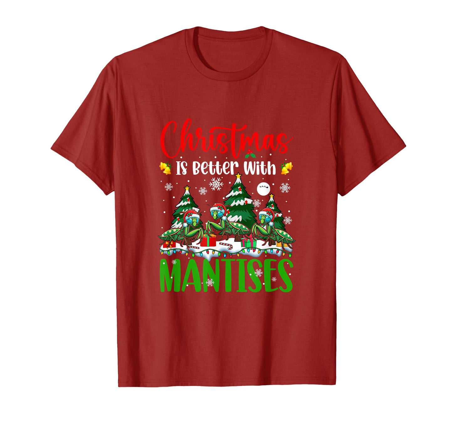 Xmas is Better Funny Joke Mantises Lover Christmas Tree T-Shirt