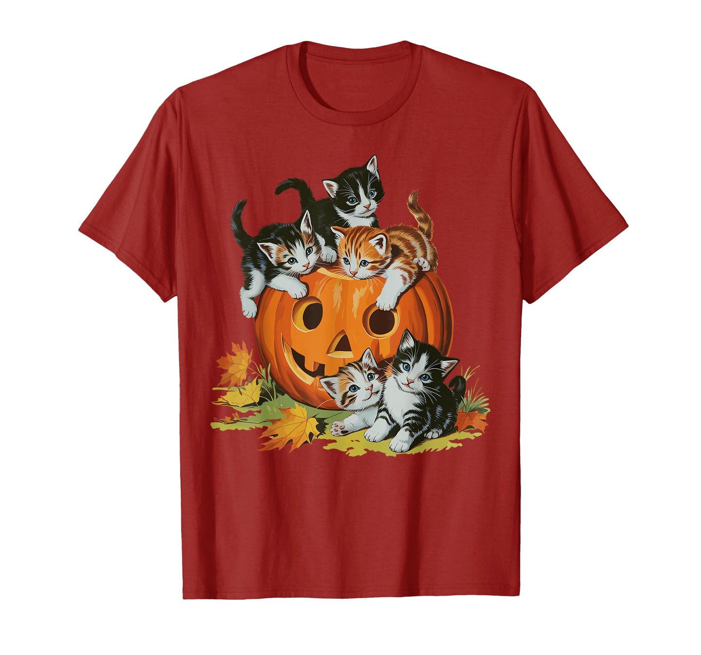 Vintage 90s Cat Pumpkin Halloween Retro Women Spooky Season T-Shirt