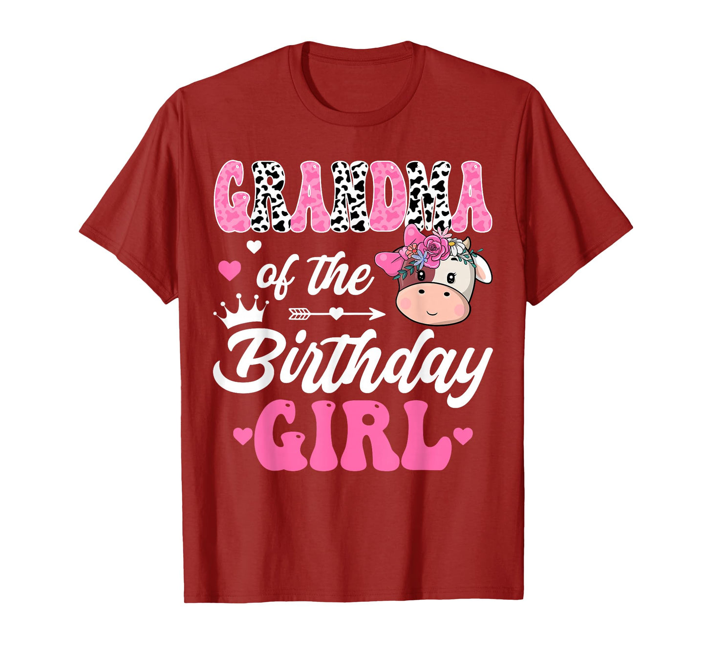 Grandma Of The Birthday Girl Farm Cow 1St Birthday Girl T-Shirt