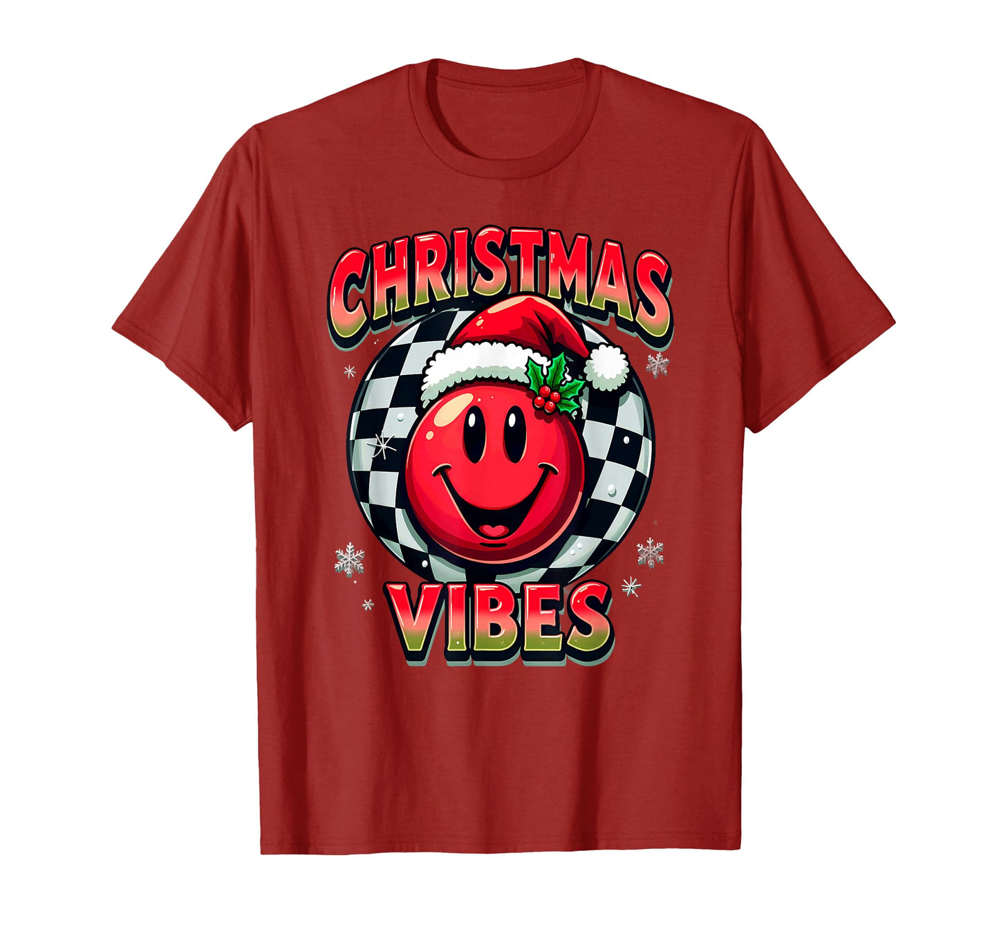 Santa Hat Smile Emoticon Christmas Vibes T-Shirt