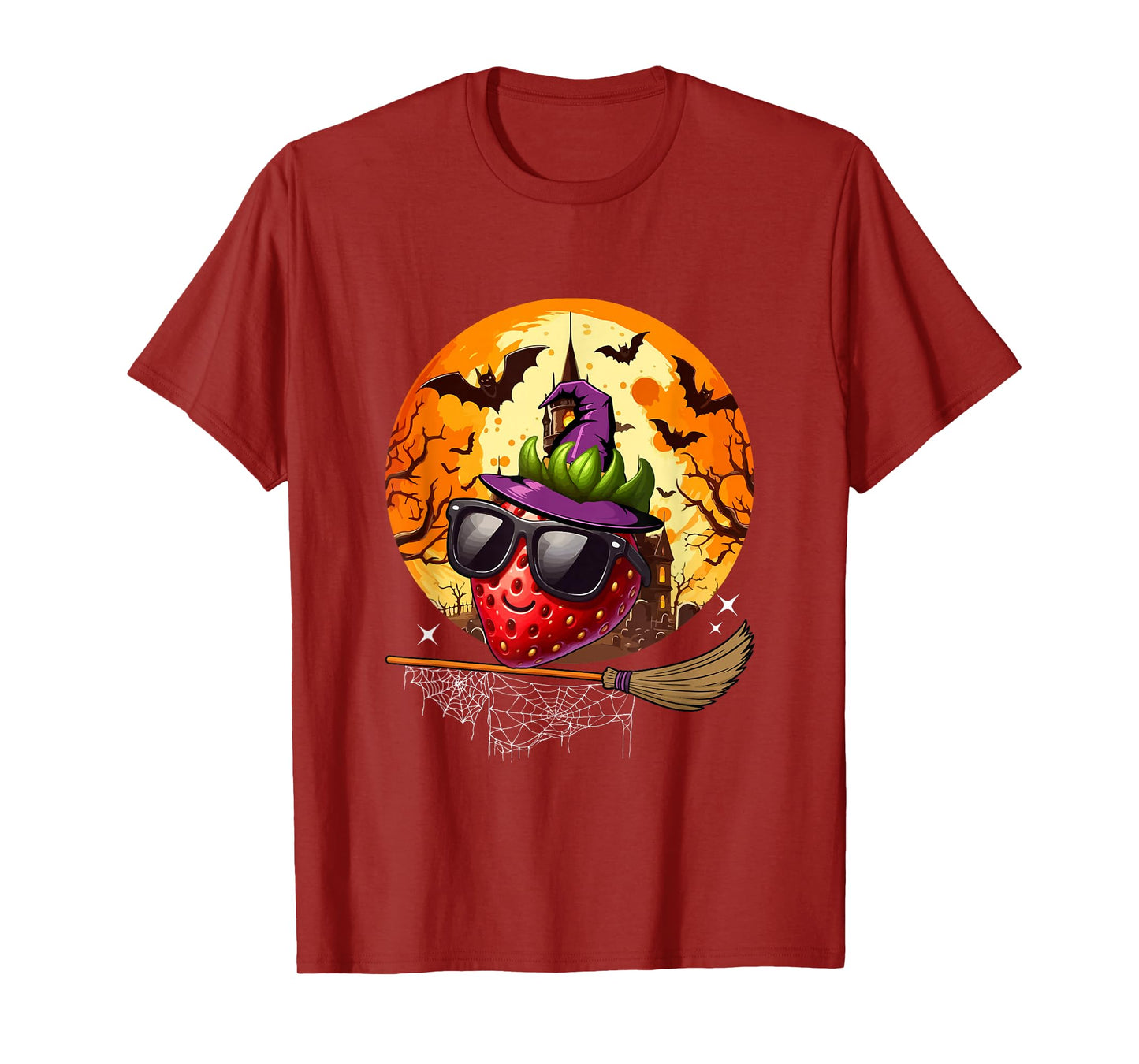 Strawberry Sunglasses Cosplay Witch Vegan Halloween Moon T-Shirt