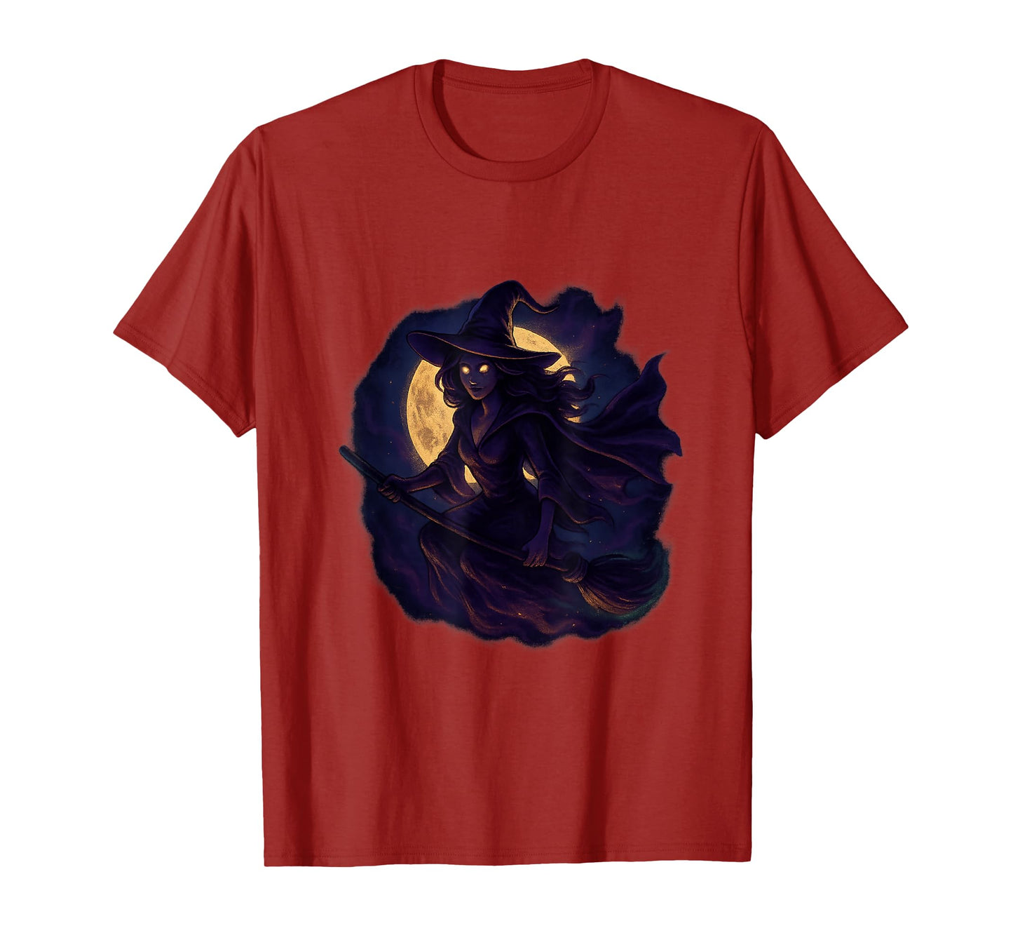 Witch Flying Broom Halloween Design Dark Glow T-Shirt