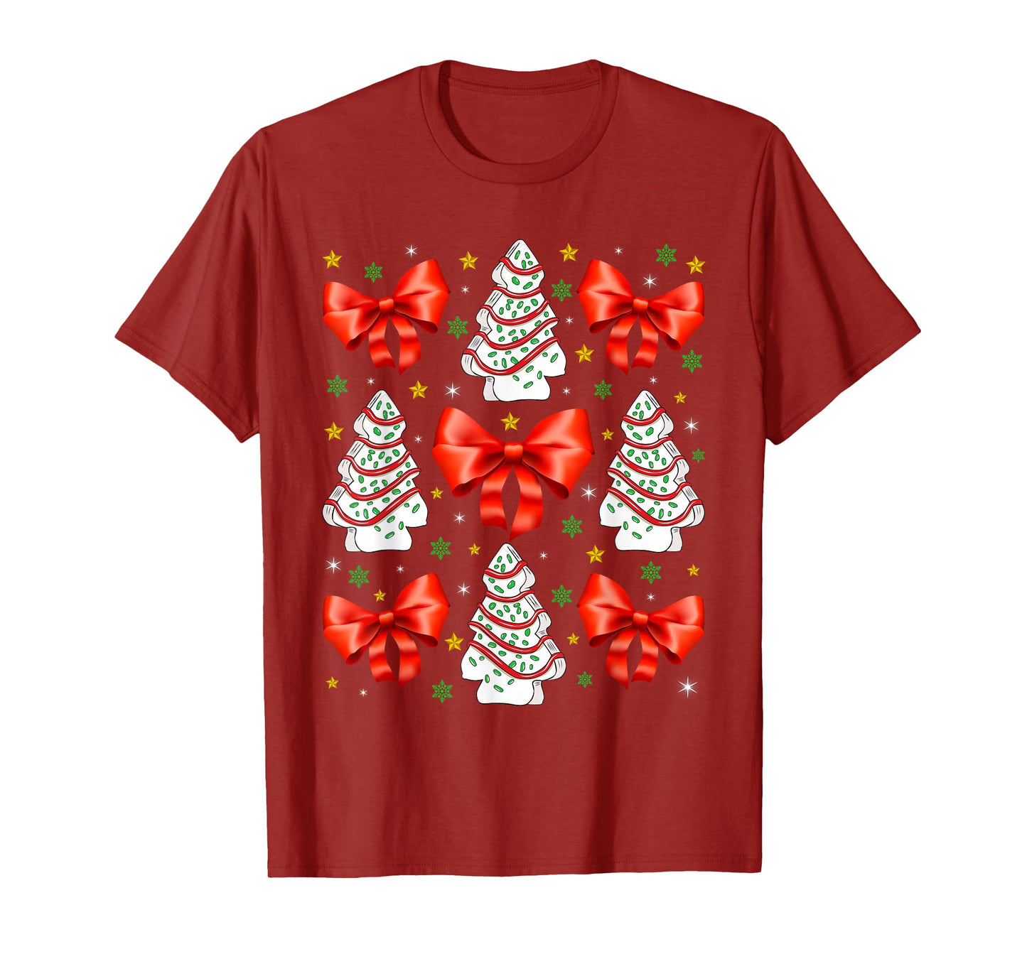 Coquette Bow Red Christmas Tree Xmas Pajama Matching Family T-Shirt