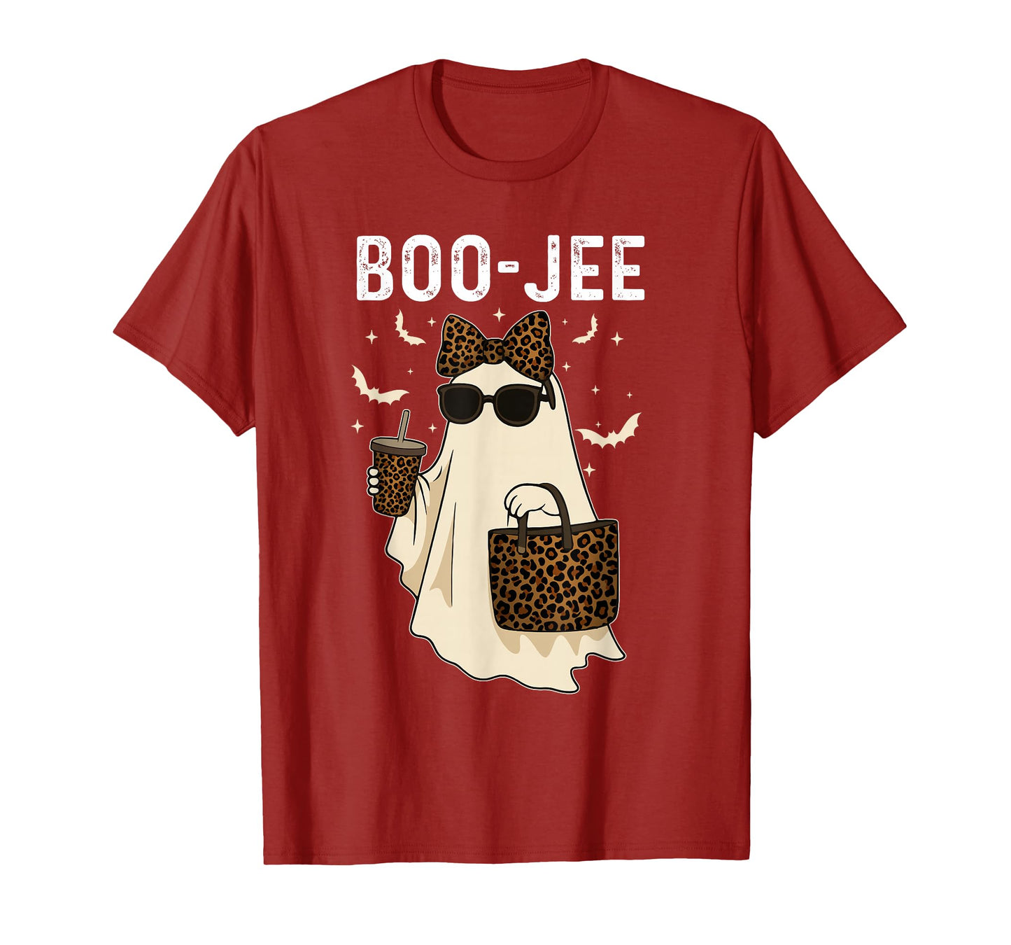 Coquette Leopard Ghost Coffee Boo-JEE Halloween Boujee Ghost T-Shirt