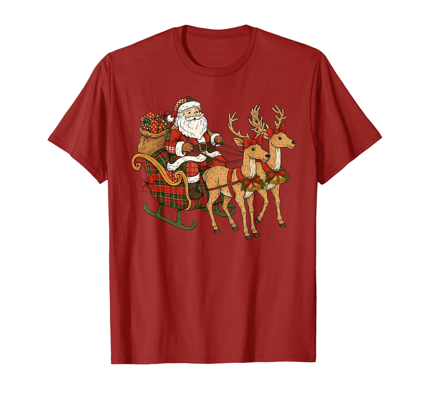 Merry Christmas Santa Reindeer Snowman Family Men Women Kids T-Shirt