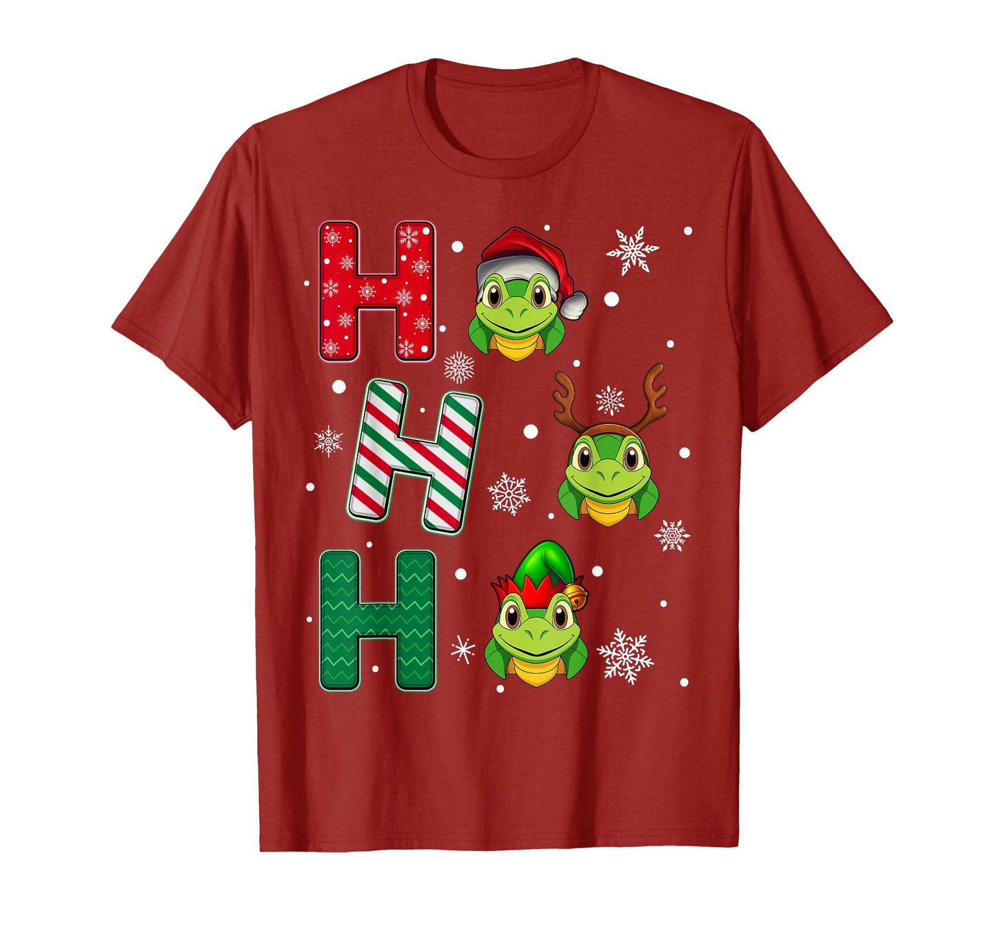 Ho Ho Ho Turtle Animal Matching Santa Elf Xmas T-Shirt