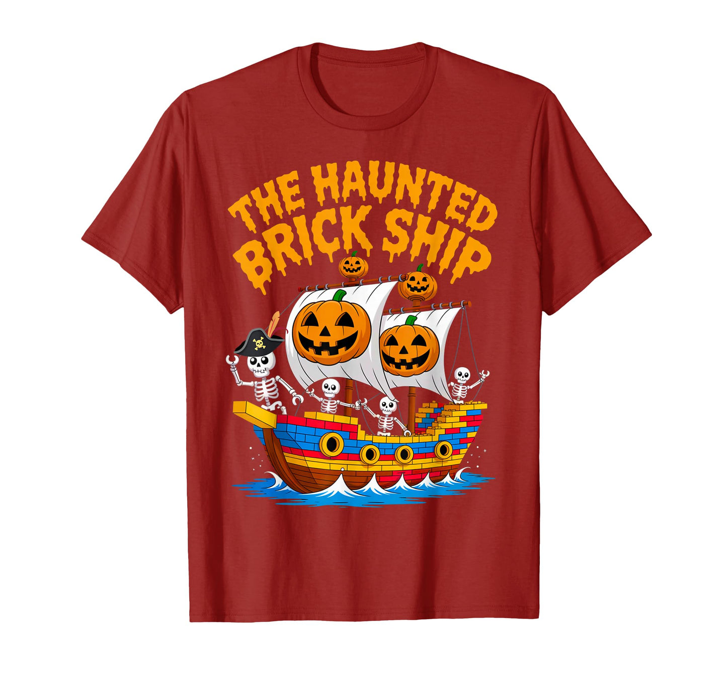 Halloween Bricks Pirate Skeleton Builder Blocks Building Toy T-Shirt