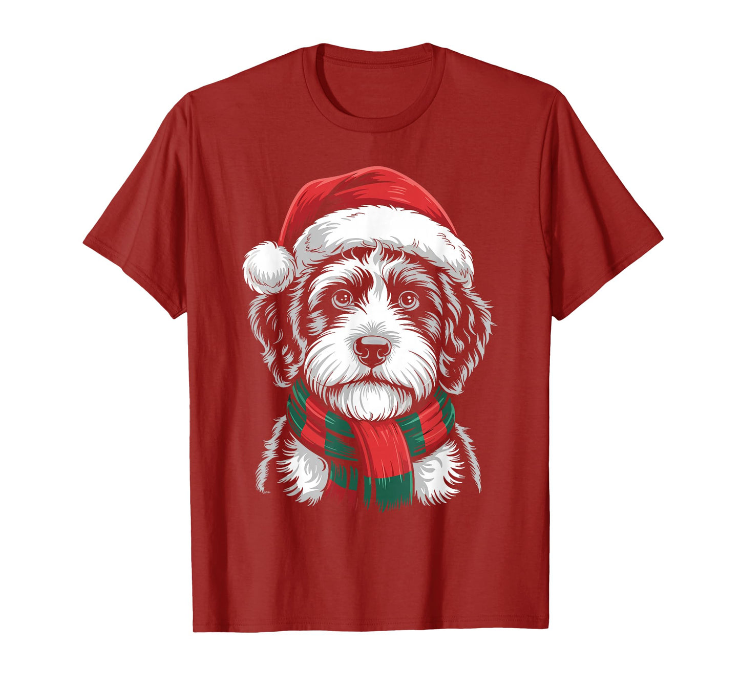 Portuguese Water Dog Xmas Santa Hat Scarf Christmas Costume T-Shirt