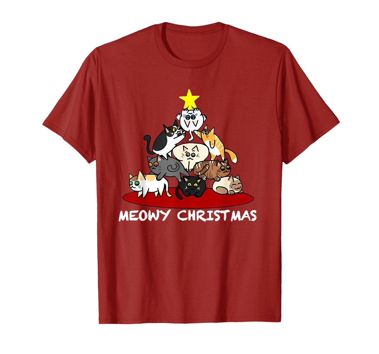 Funny Meowy Christmas Cat Tree for Animals Lovers T-Shirt
