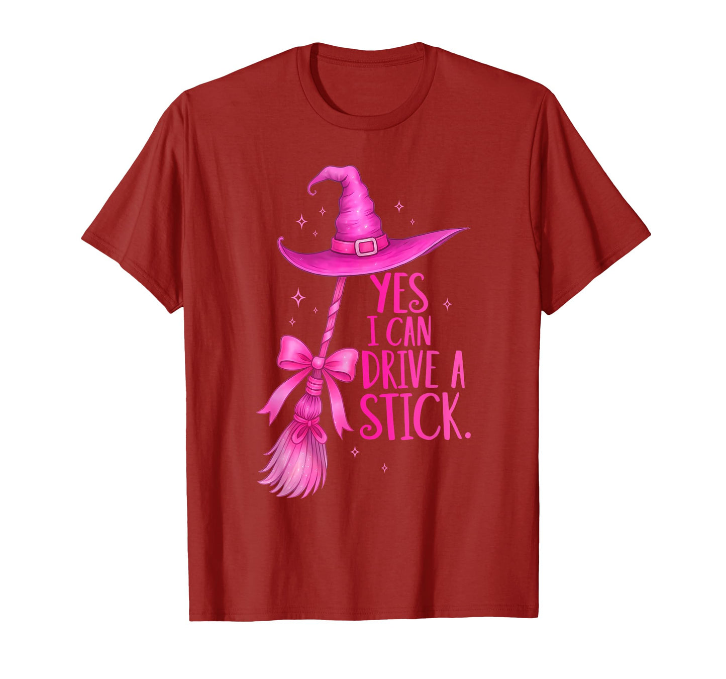 Yes I Can Drive A Stick Funny Halloween Witch Spooky Girls T-Shirt