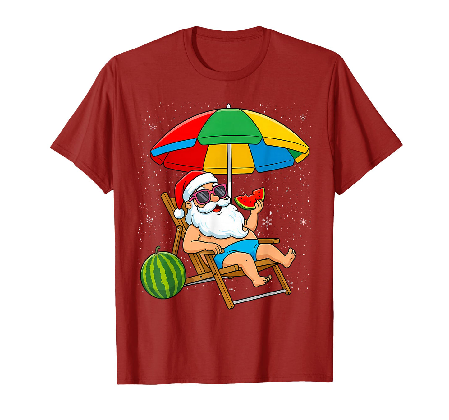 Watermelon Funny Santa Christmas in July Hawaiian Xmas T-Shirt