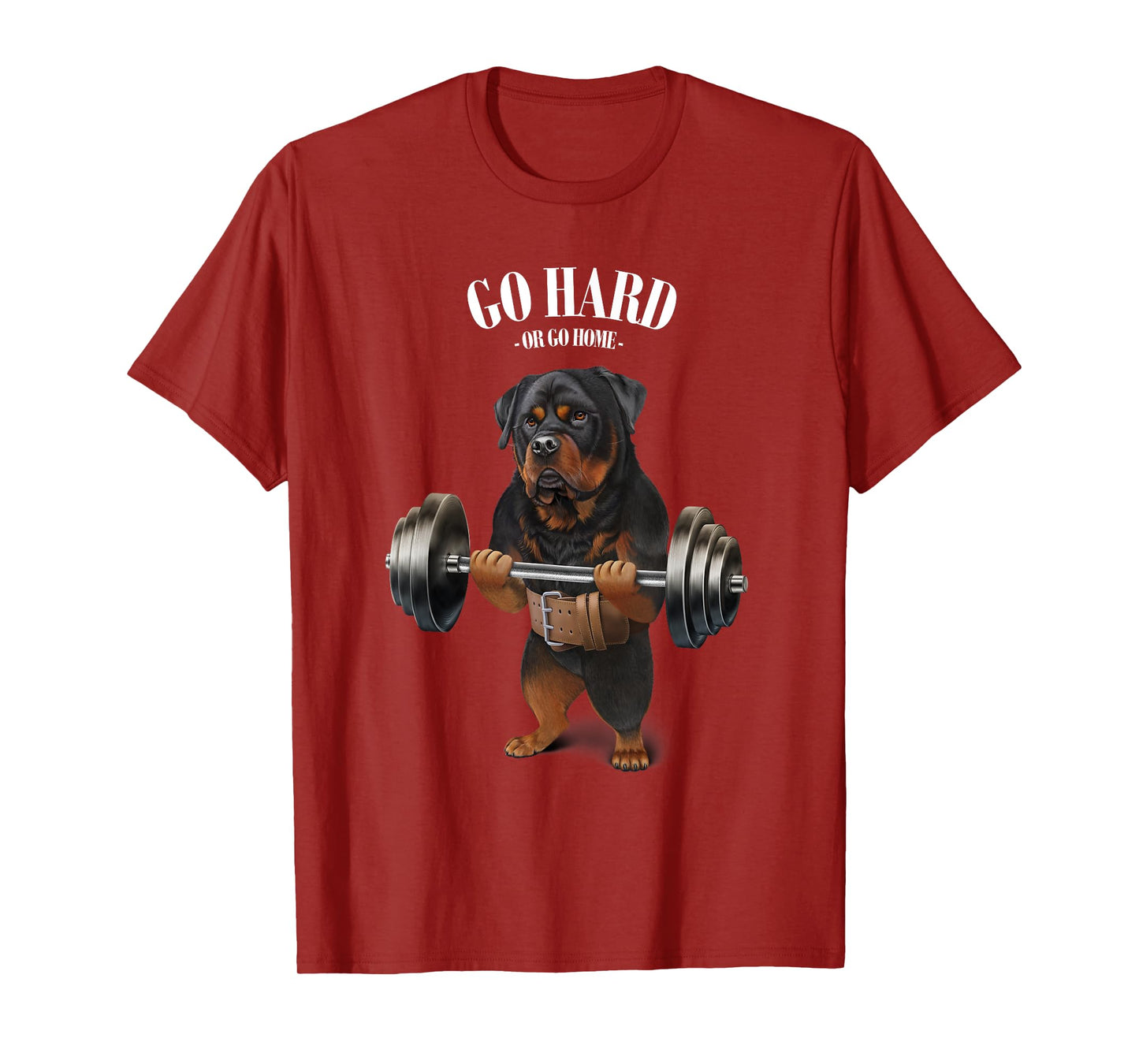 Rottweiler Dog Weightlifting in Fitness Gym T-Shirt