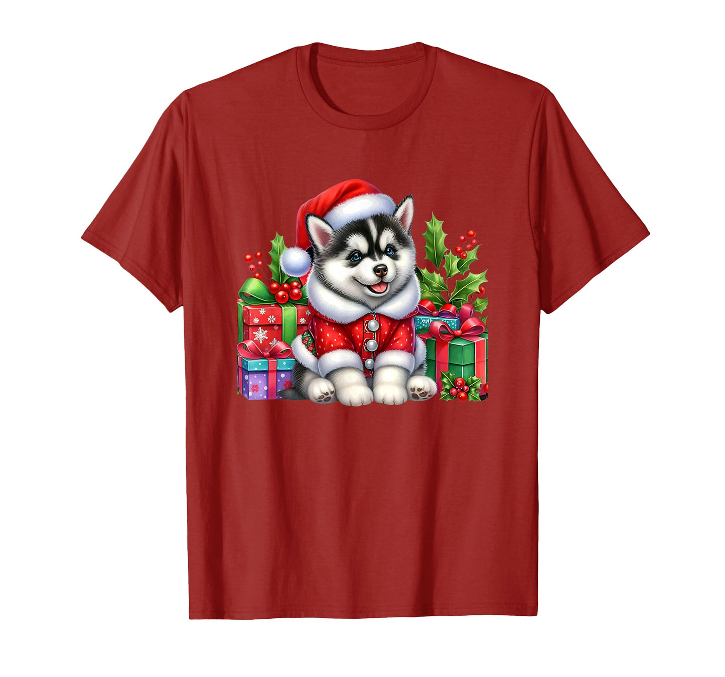 Merry Husky Santa Cute Christmas Puppy Joy T-Shirt