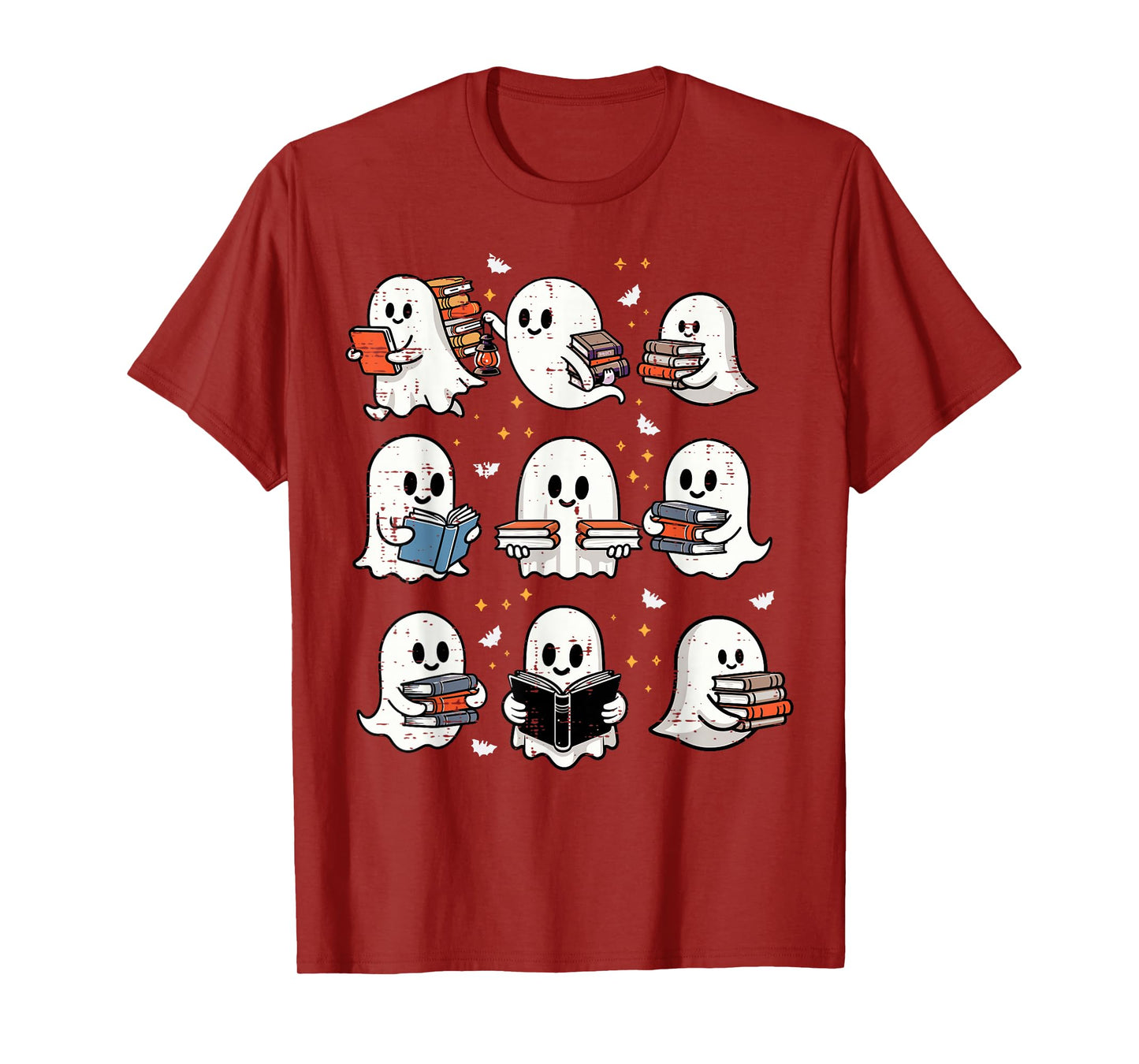 Ghosts With Books Library Halloween Men Women Kids Teacher T-Shirt