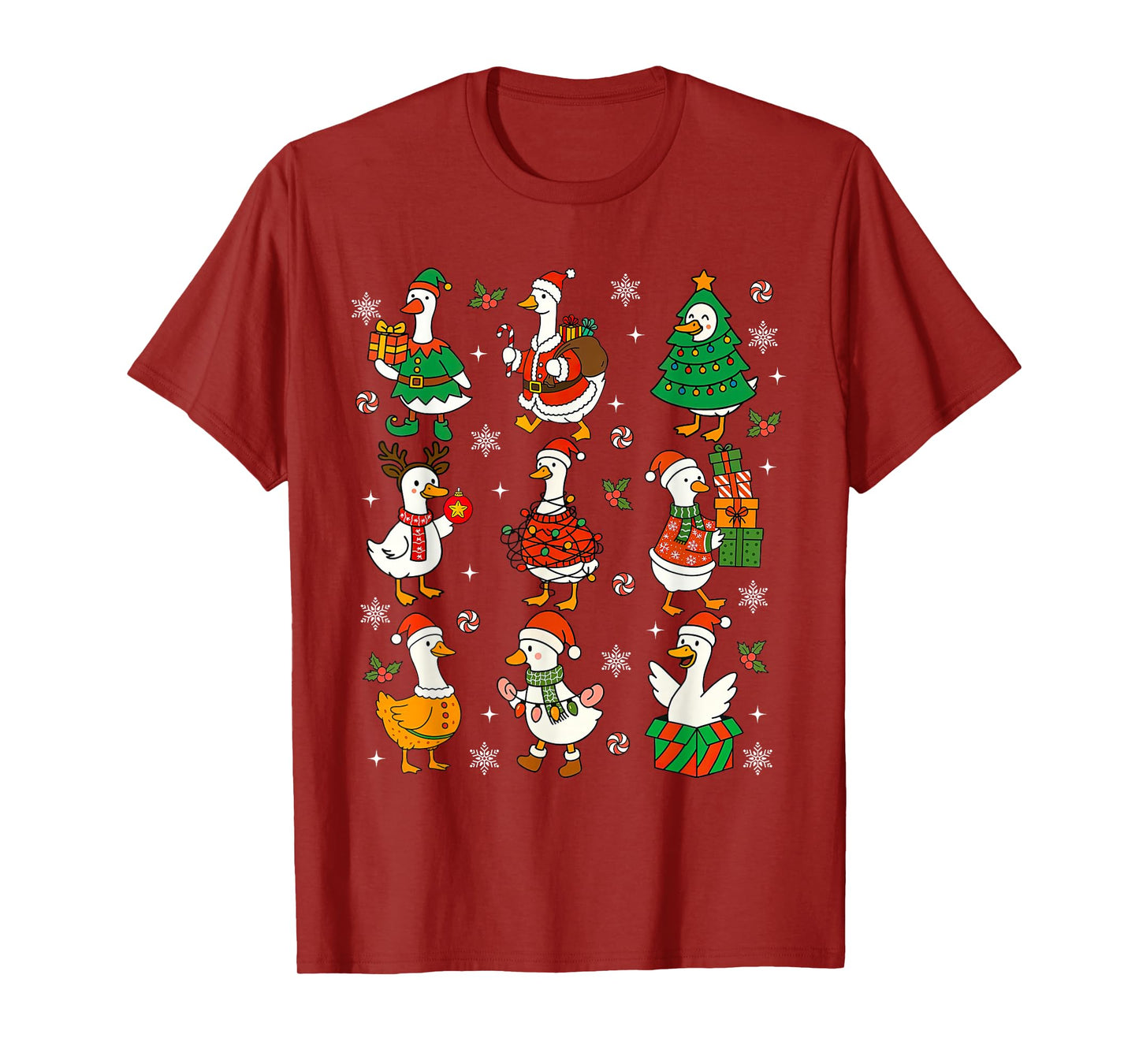 Retro Silly Goose Santa Cute Merry Christmas Tis The Season T-Shirt
